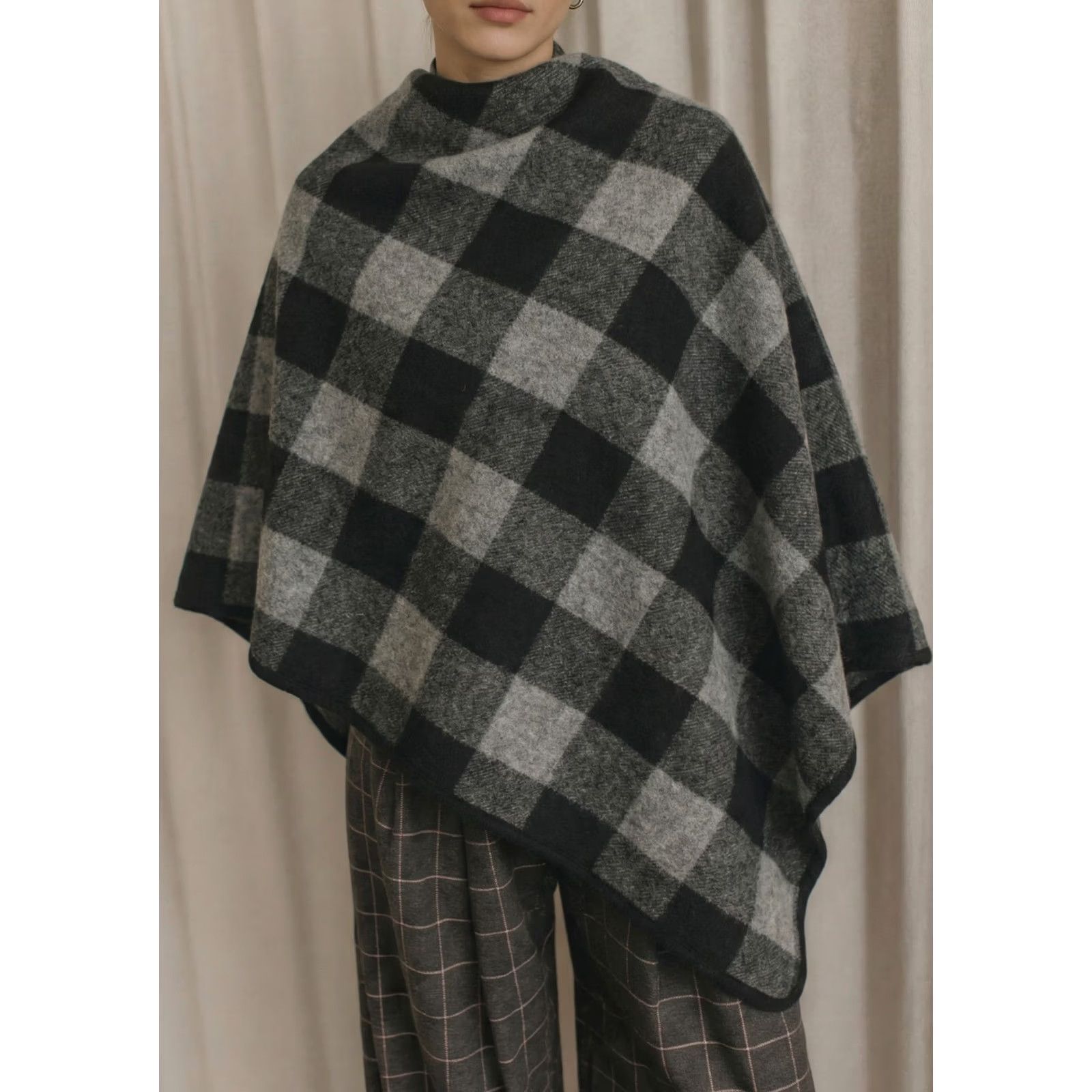 Vintage Amita Vest Cardigan Made in Italy Wool Blend OS Plaid Waterfall Open Front Boho Size ONE SIZE - 2 Thumbnail