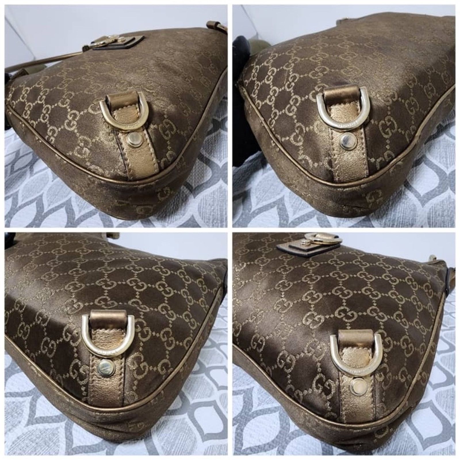 Gucci GUCCI GG Fabric Abbey Medium D-Ring Hobo Bag Gol Golden Brwn Size ONE SIZE - 11 Thumbnail