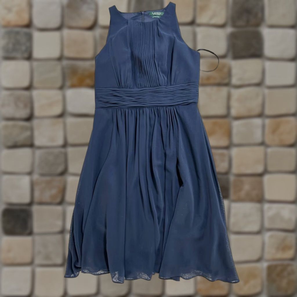 slim fit dress slacks Lauren Ralph Lauren Fit Flare Denim Dress Expedition Blue Wash main image 1