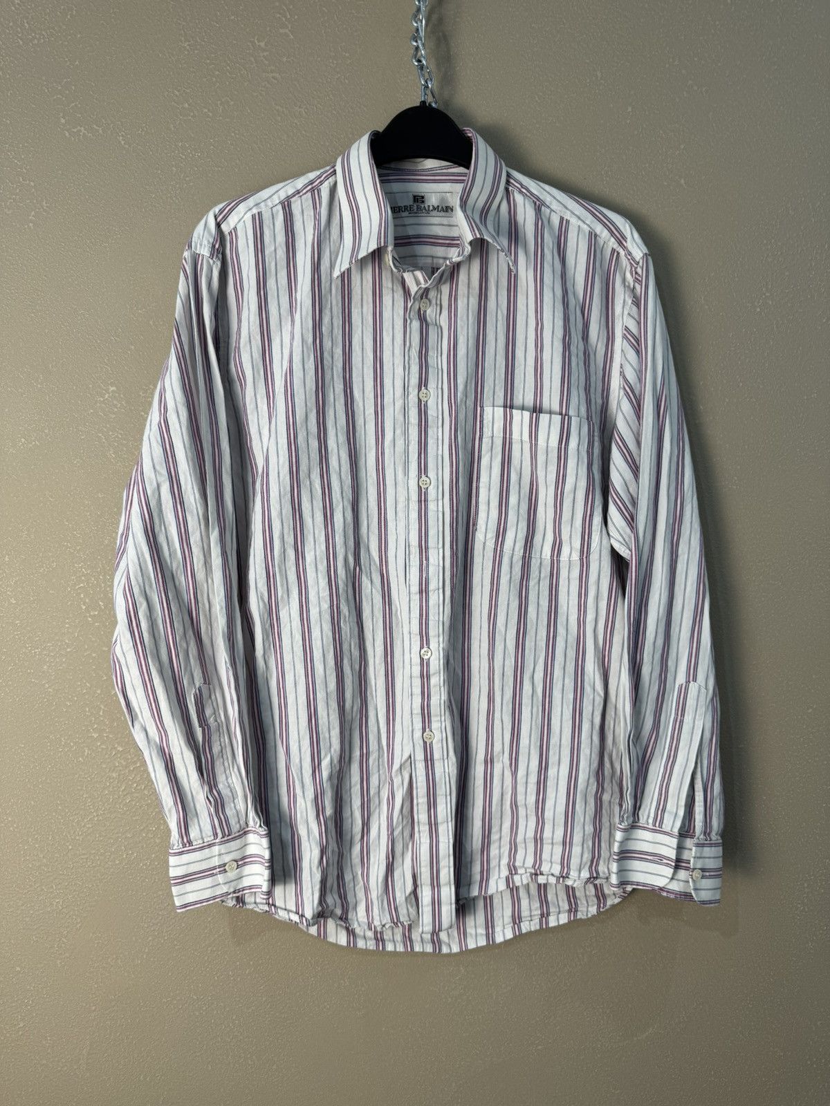 Balmain Striped Pierre Balmain rare designer luxury shirt Size US M / EU 48-50 / 2 - 1 Thumbnail