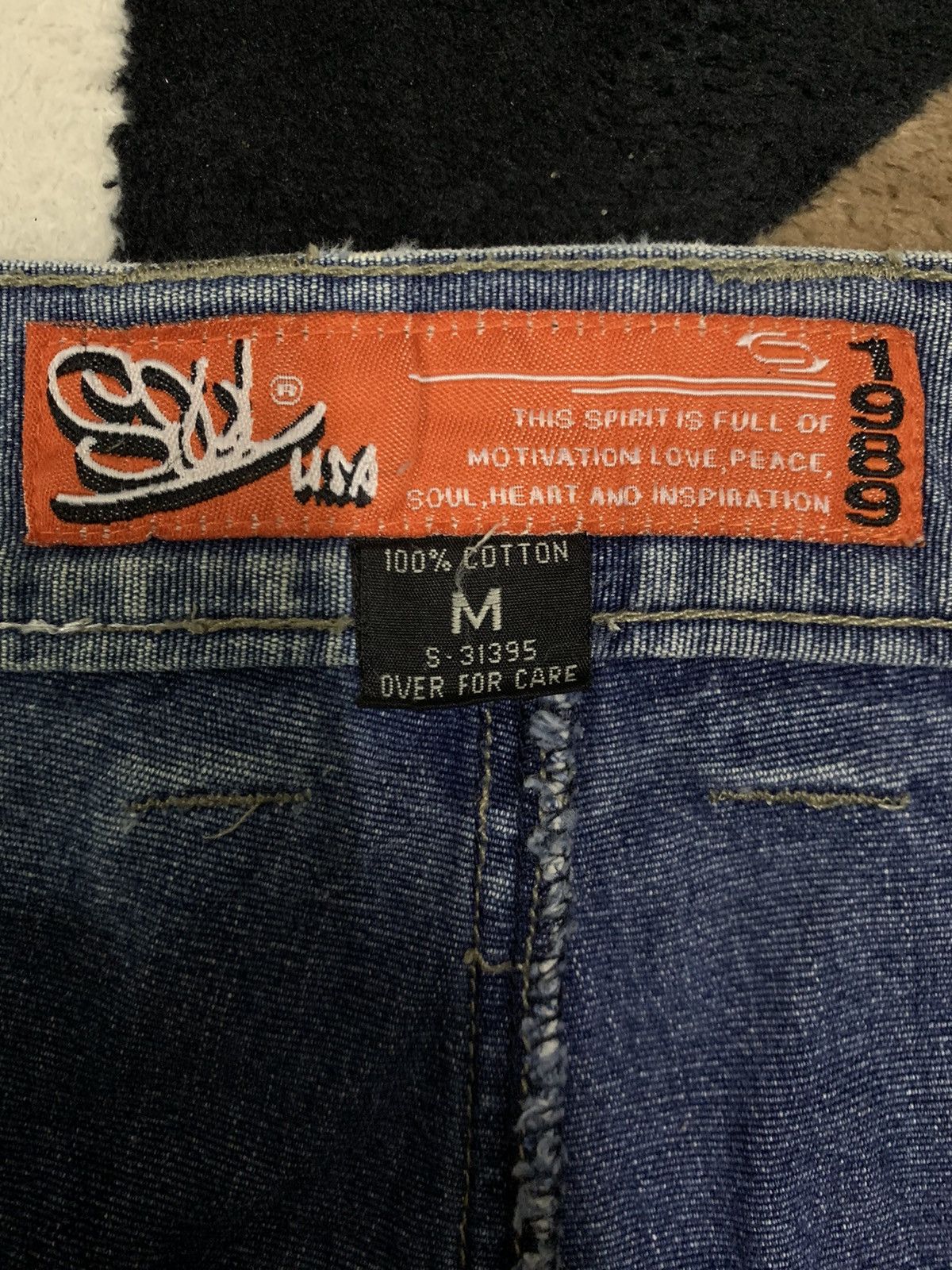 JNCO Vintage Soul USA Blue Washed Baggy Distressed Jorts Jeans Size US 31 - 14 Thumbnail