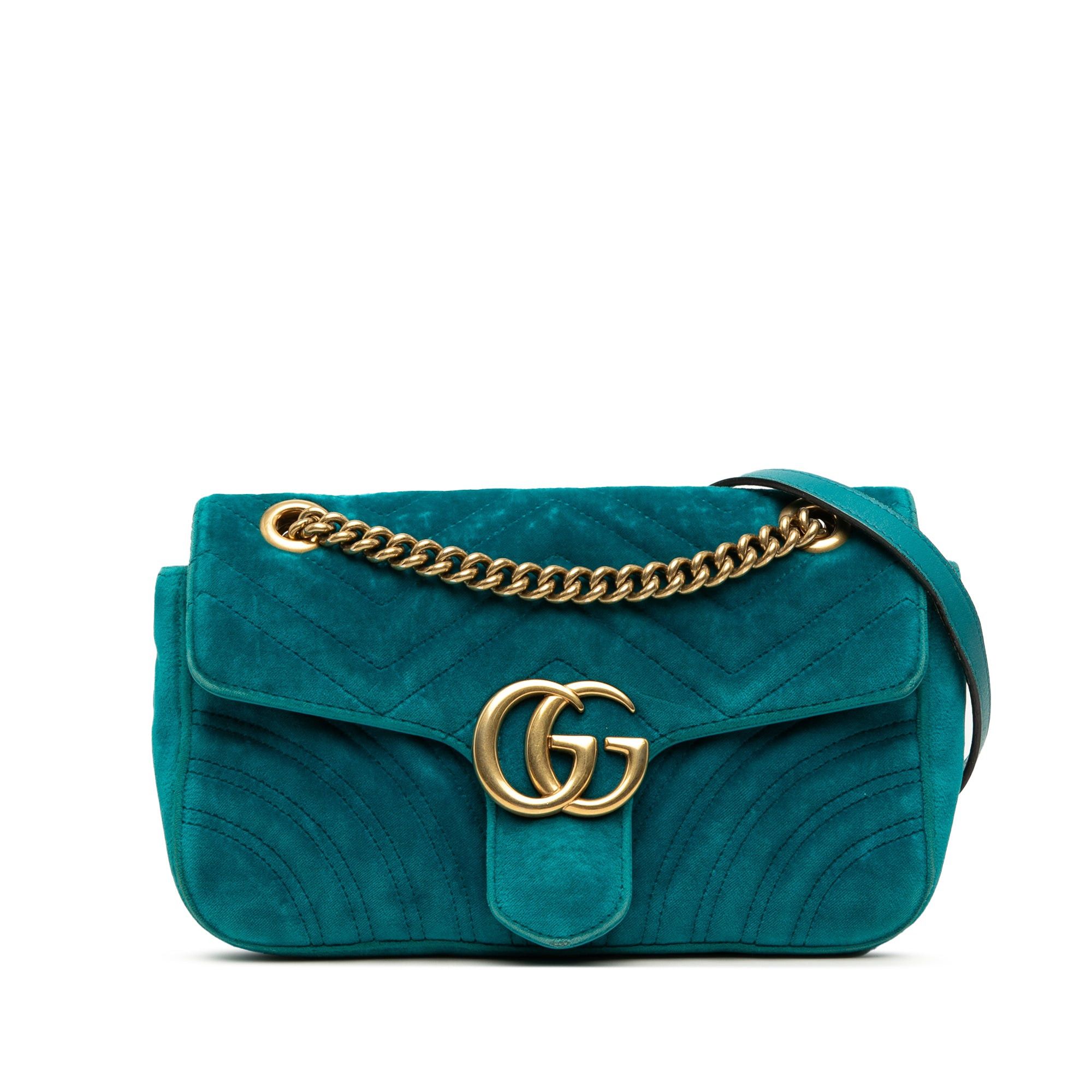 Gucci Medium GG Marmont Matelasse Velvet Shoulder Bag Size ONE SIZE - 1 Thumbnail