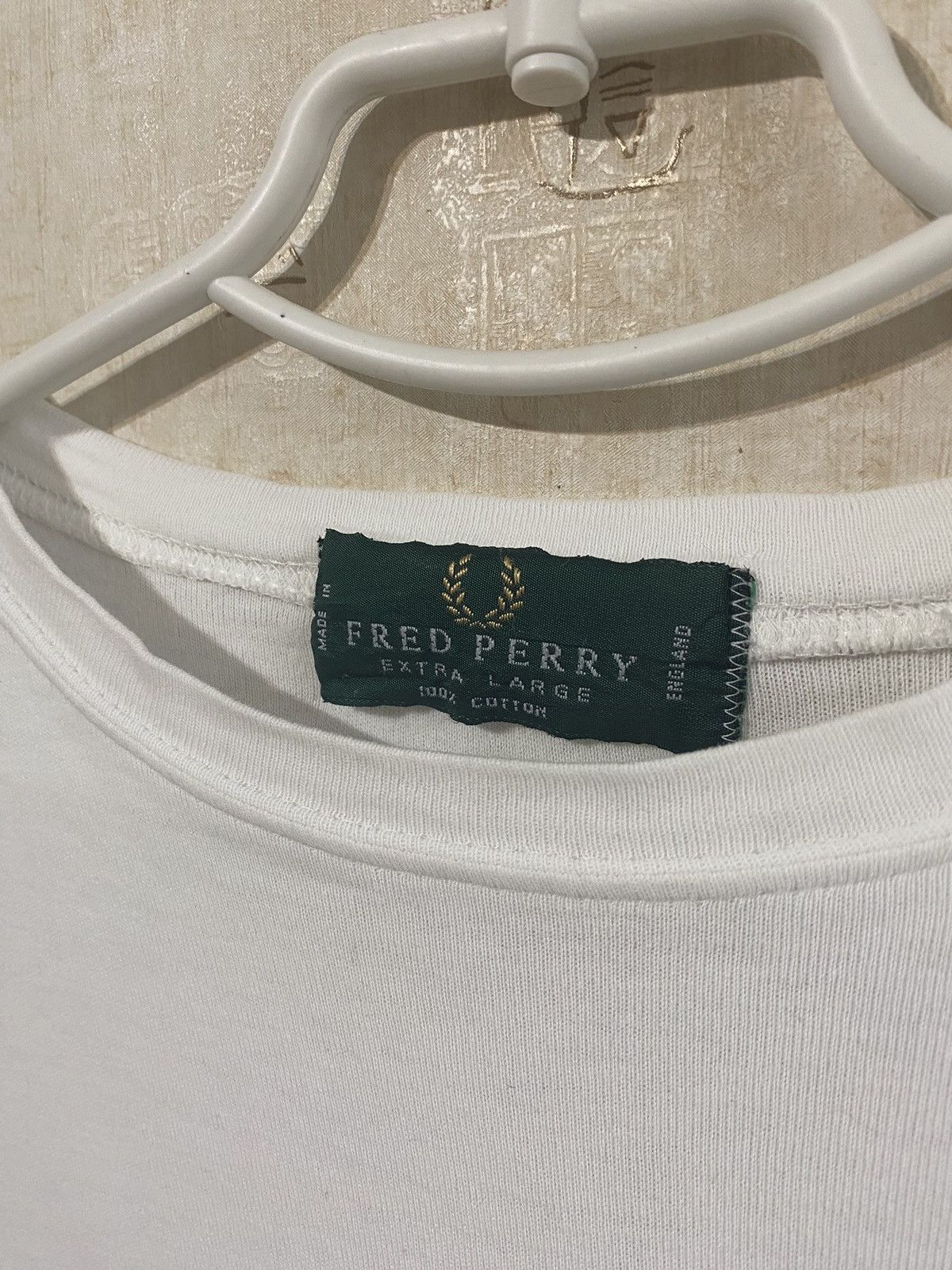 Fred Perry × Vintage Vintage 90s Fred Perry Big Logo White T Shirt Size US XL / EU 56 / 4 - 3 Thumbnail