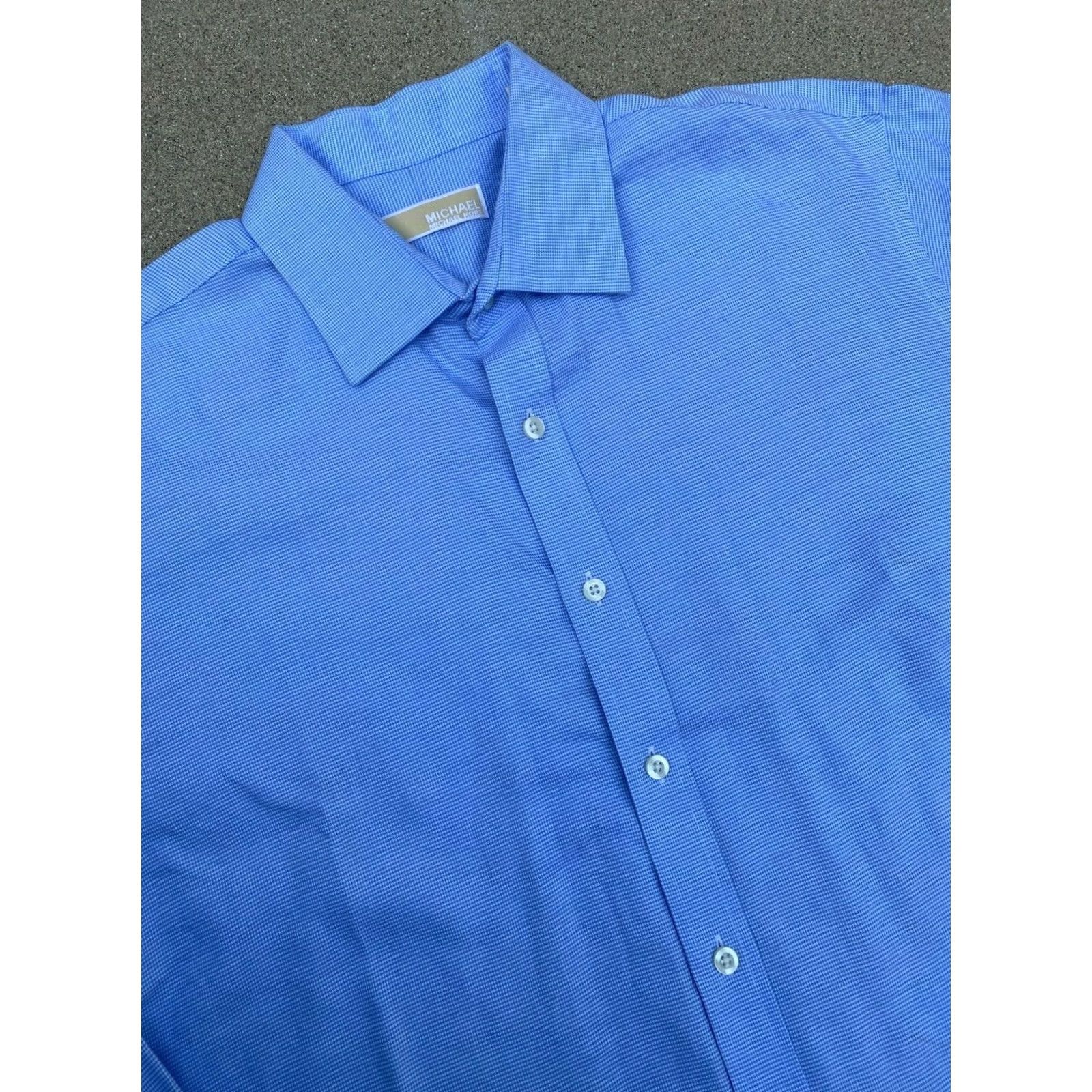 Michael Kors MICHAEL KORS Men’s Designer Crisp Button Down Long Sleeve Dress Shirt Blue 17-34/35 Dress Shirt Mens Size 46R - 2 Thumbnail