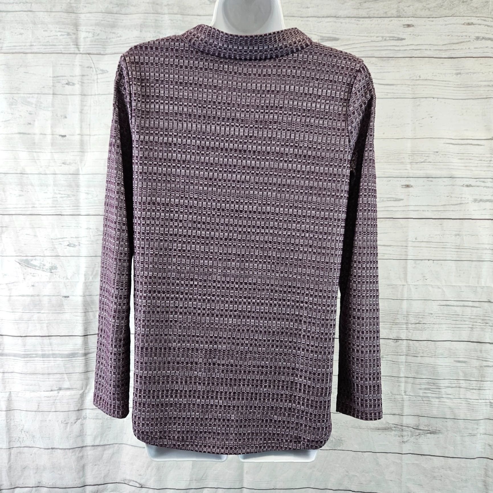 Loft LOFT Ann Taylor Womens Top V-Neck Long Sleeve Purple Size S Polyester Viscose Blend T-Shirt Size S / US 4 / IT 40 - 4 Thumbnail