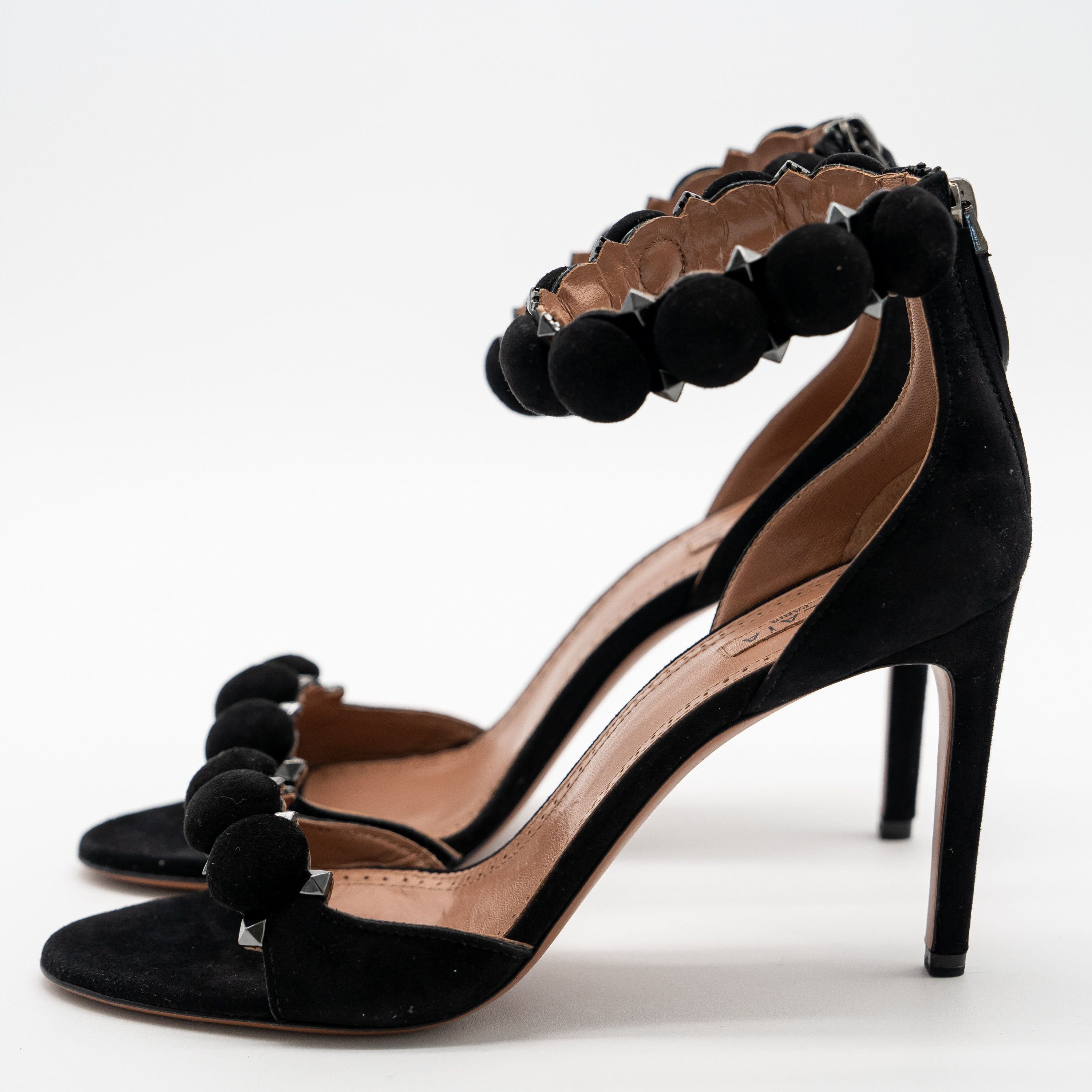 Alaia 38eu 8 US Alaia La Bombe 90 Black Sandals Strap Suede Heels Size US 7 / IT 37 - 3 Thumbnail