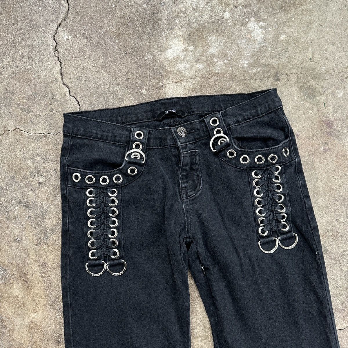 Beauty Beast × Seditionaries Vintage Banned Alternative Punk Ringed Zip Flared Pants Size 28" / US 6 / IT 42 - 4 Thumbnail