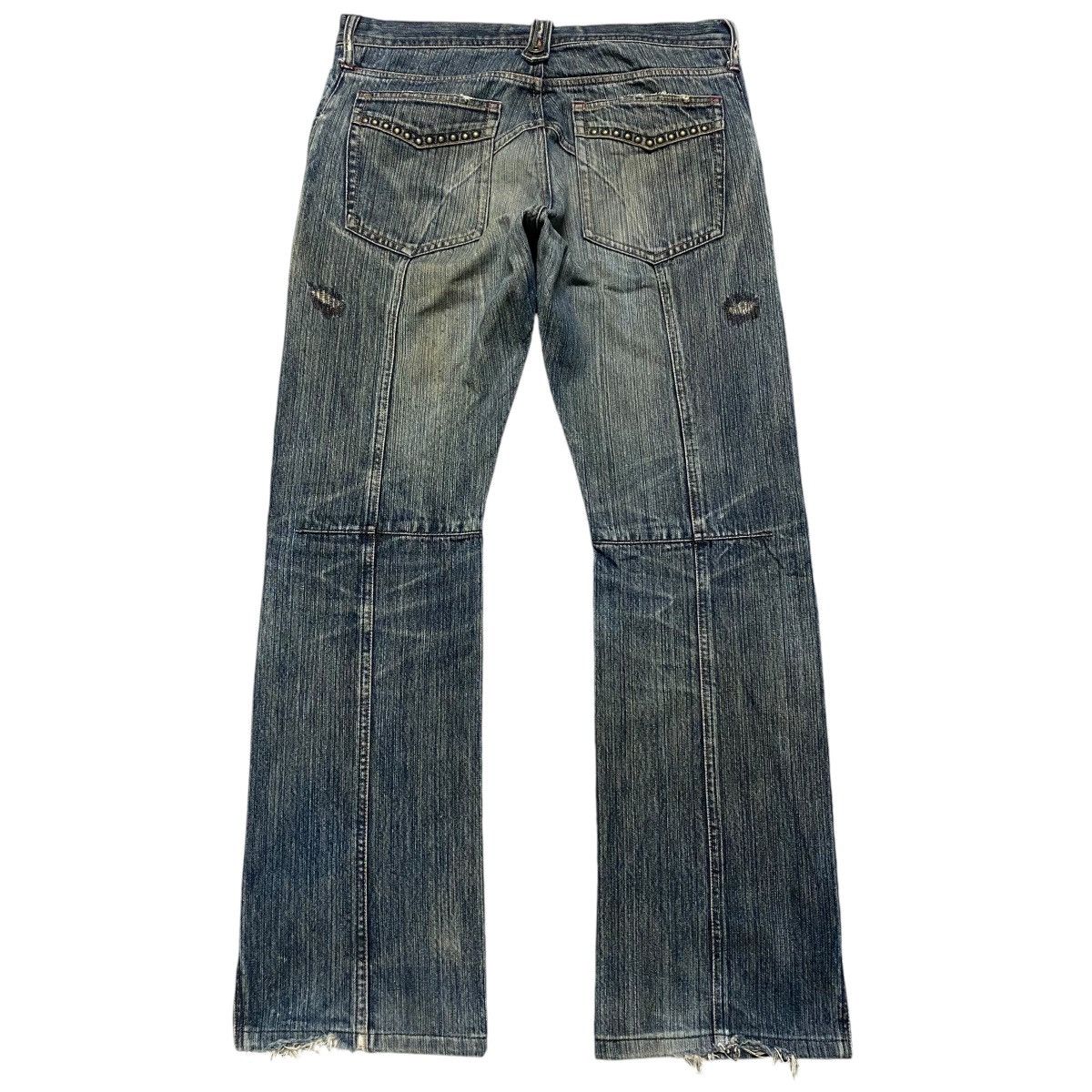 Japanese Brand Difference Rupert Denim Flare Jeans Multi Pocket Studded Size US 33 - 2 Thumbnail