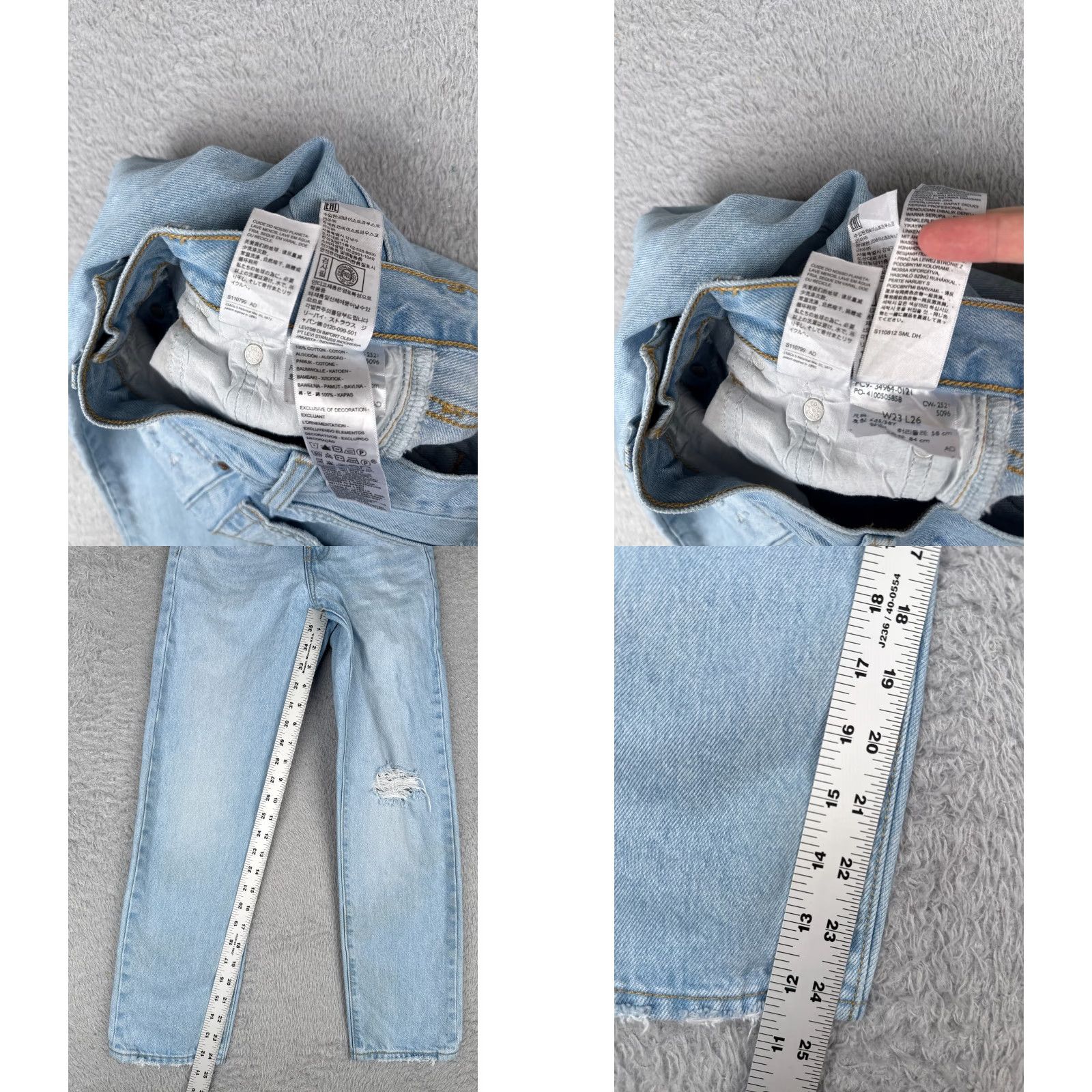 Levi's VINTAGE Levis Premium Jeans Womens 23 Blue Denim Big E Wedgie Straight Distressed 23x25 Size 40" / US 18 - 8 Thumbnail