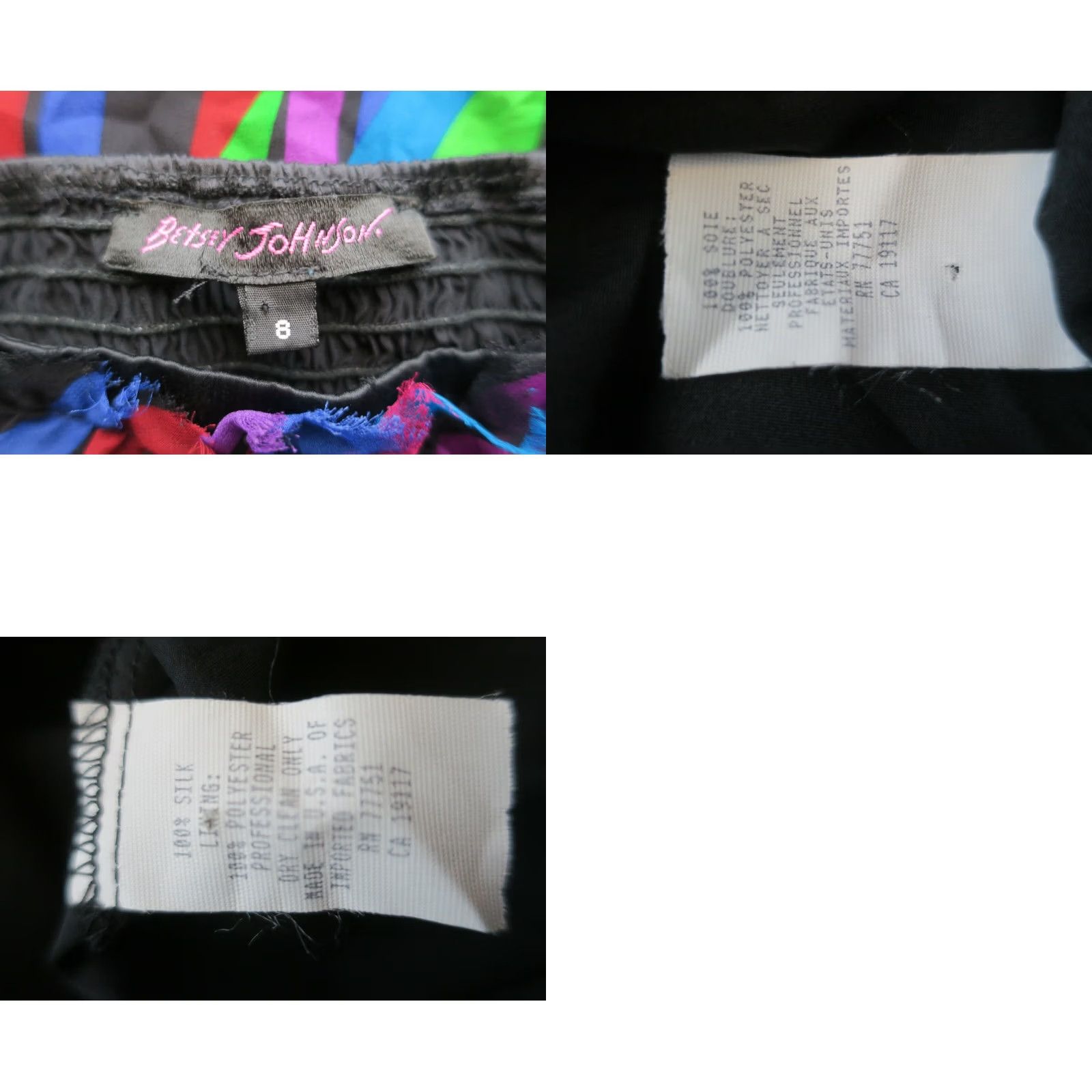 Betsey Johnson VINTAGE Betsey Johnson Rainbow Striped Silk Dress Sleeveless Strapless A-Line Prom Short 90s 8 Womens Girls Size M / US 6-8 / IT 42-44 - 8 Thumbnail