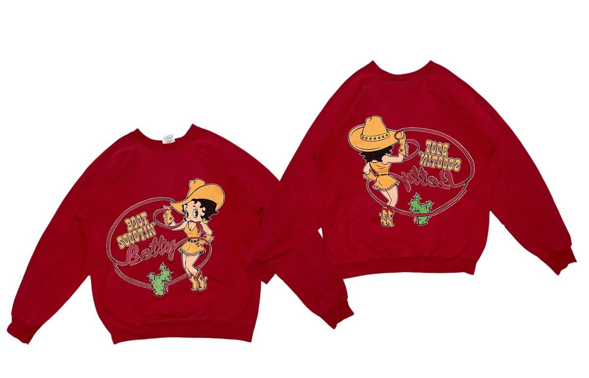 Vintage 1993 BETTY BOOP COWBOY MIRROR PRINT SWEATSHIRT RARE DESIGN Size US M / EU 48-50 / 2 - 1 Thumbnail