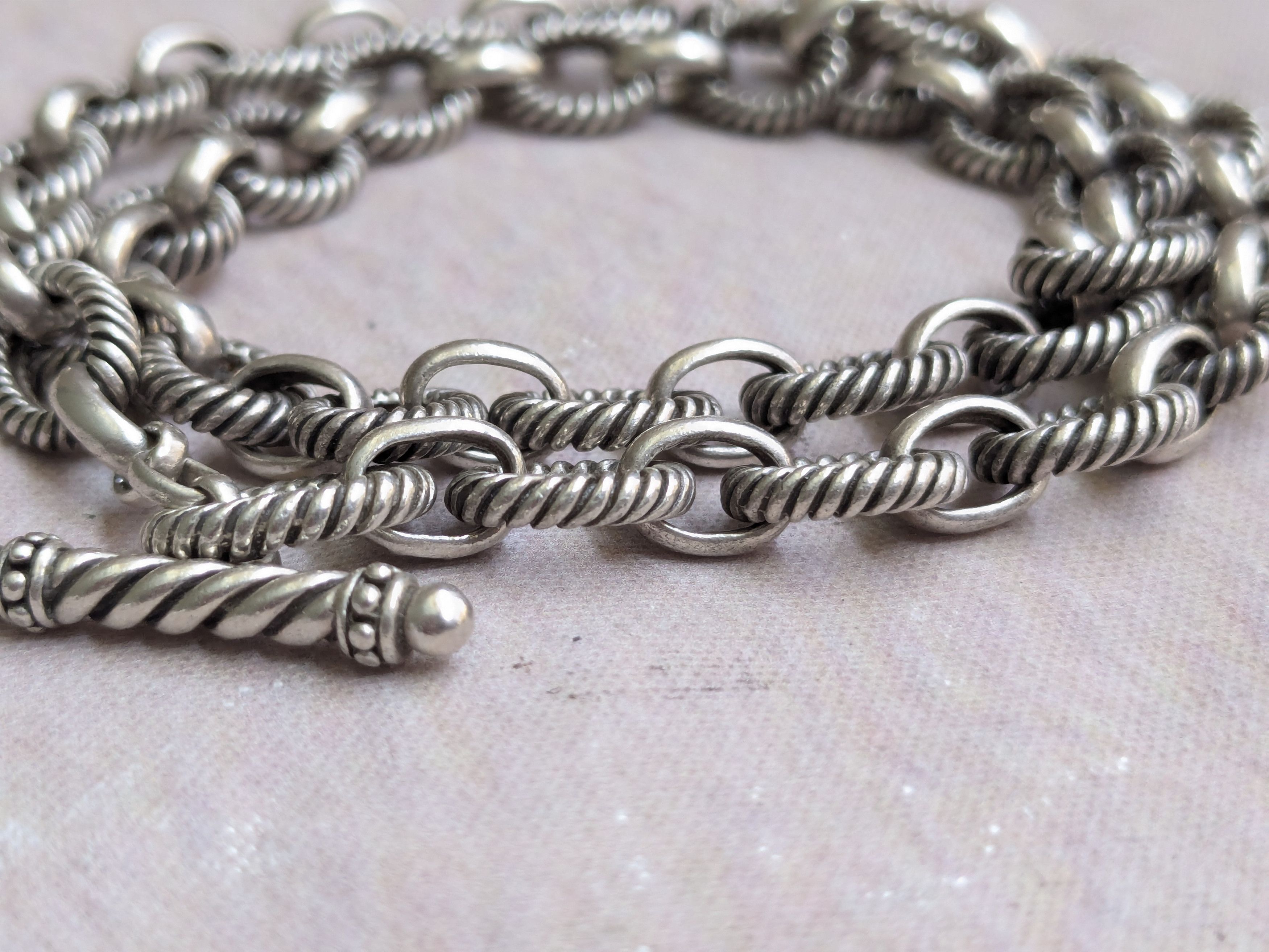 Jewelry Sterling Silver Choker Necklace Oval 18" Chain Size ONE SIZE - 6 Thumbnail