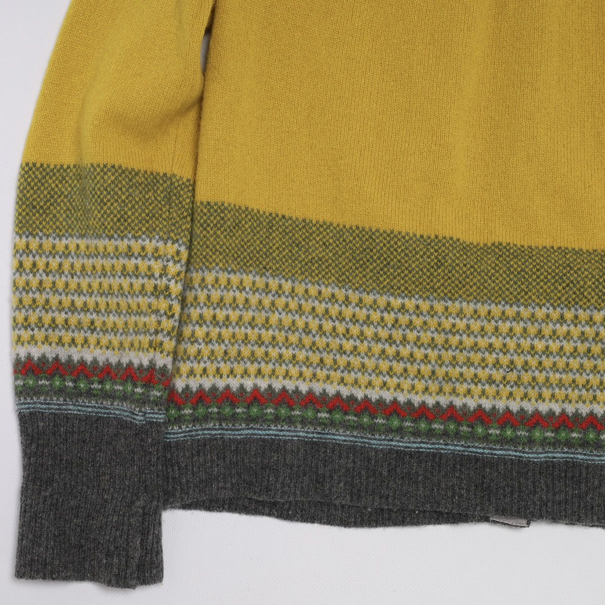 Other Eribe Scotland Fair Isle Pattern Cardigan Sweater Wool Yello Size L / US 10 / IT 46 - 9 Thumbnail