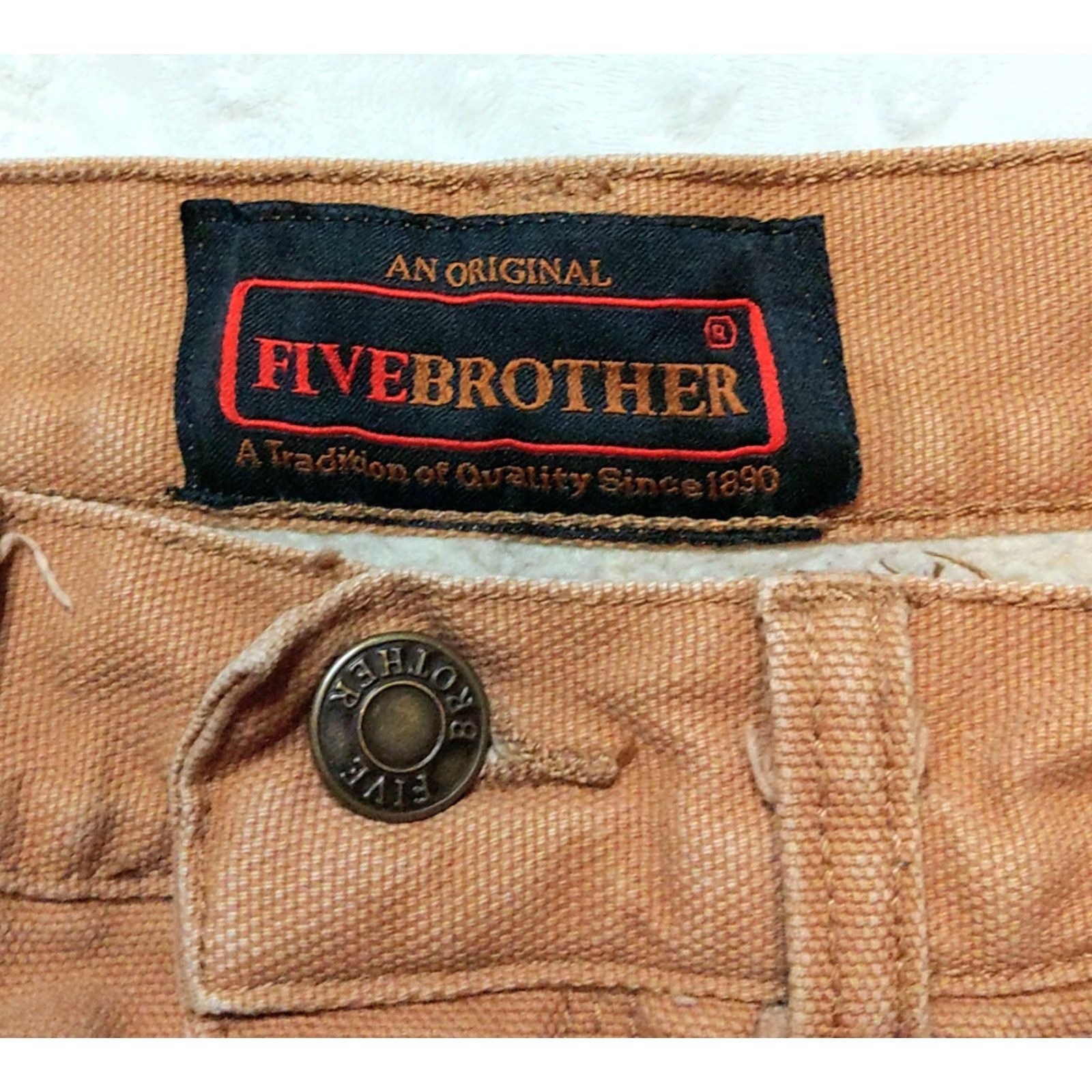 Doublet FIVEBROTHER Pants Men 36x32 Brown Sherpa Insulated Double Knee Flat Front Carpenter Workwear Pants Mens Straight Leg Cargo 5-Pocket Beige Brown Size US 36 / EU 52 - 5 Thumbnail
