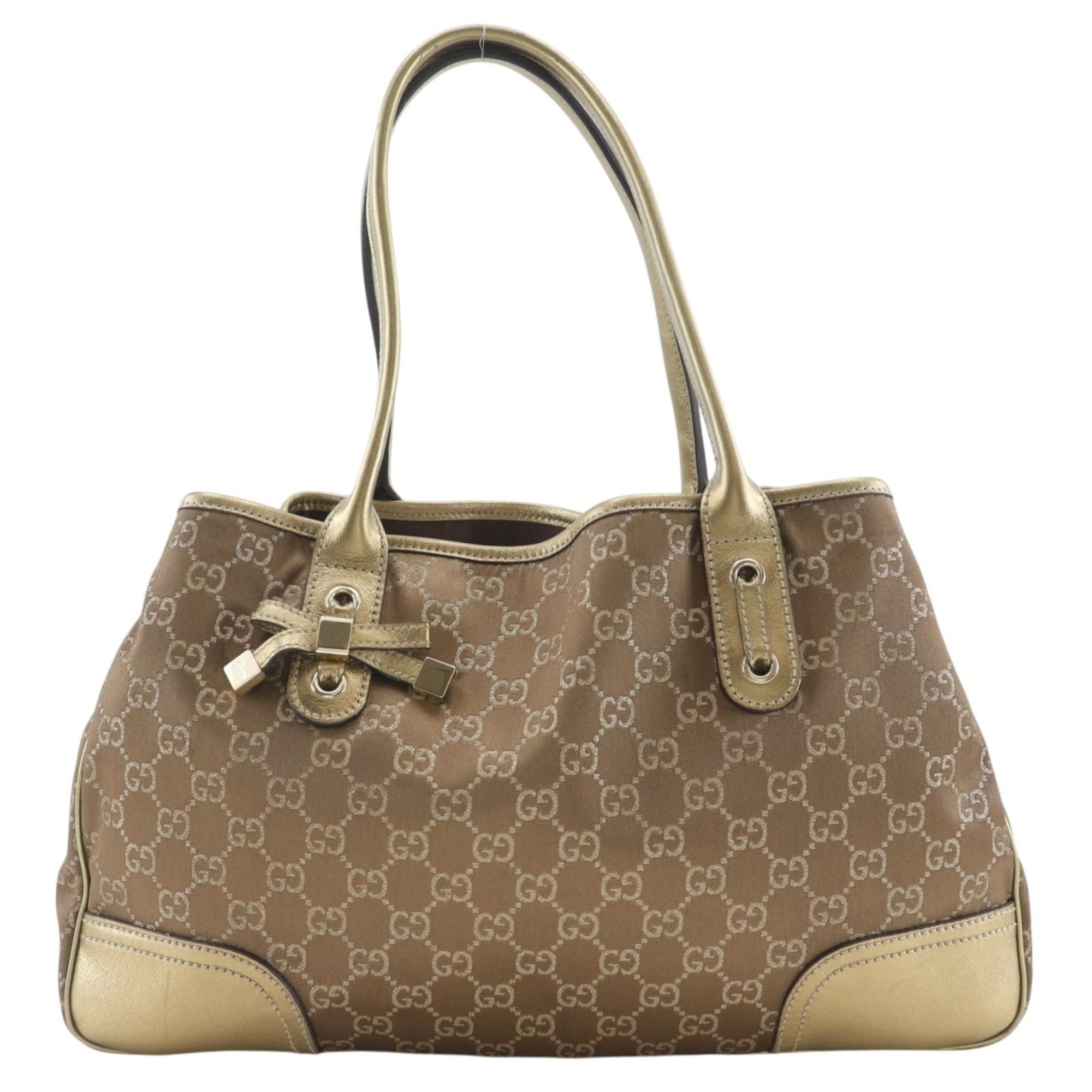 Gucci Gucci Princy Tote Bag with Ribbon, 163805, GG Canvas, Gold A4 Size, Pretty, Women's Size ONE SIZE - 1 Thumbnail