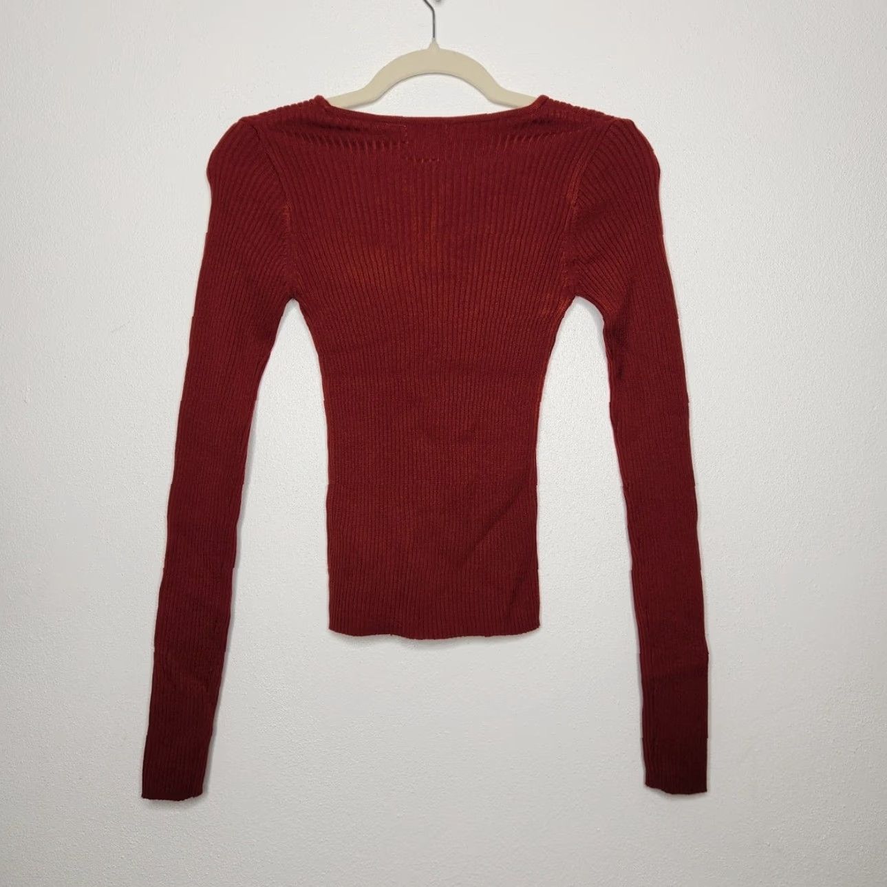 Energie VINTAGE Energie Red Ribbed Long Sleeve Shirt Women S Fairy Witchy Fall Autumn NWT 90s 00s Grunge Y2K Art Nature Tee Shirt, Red, S, Women Size S / US 4 / IT 40 - 6 Thumbnail