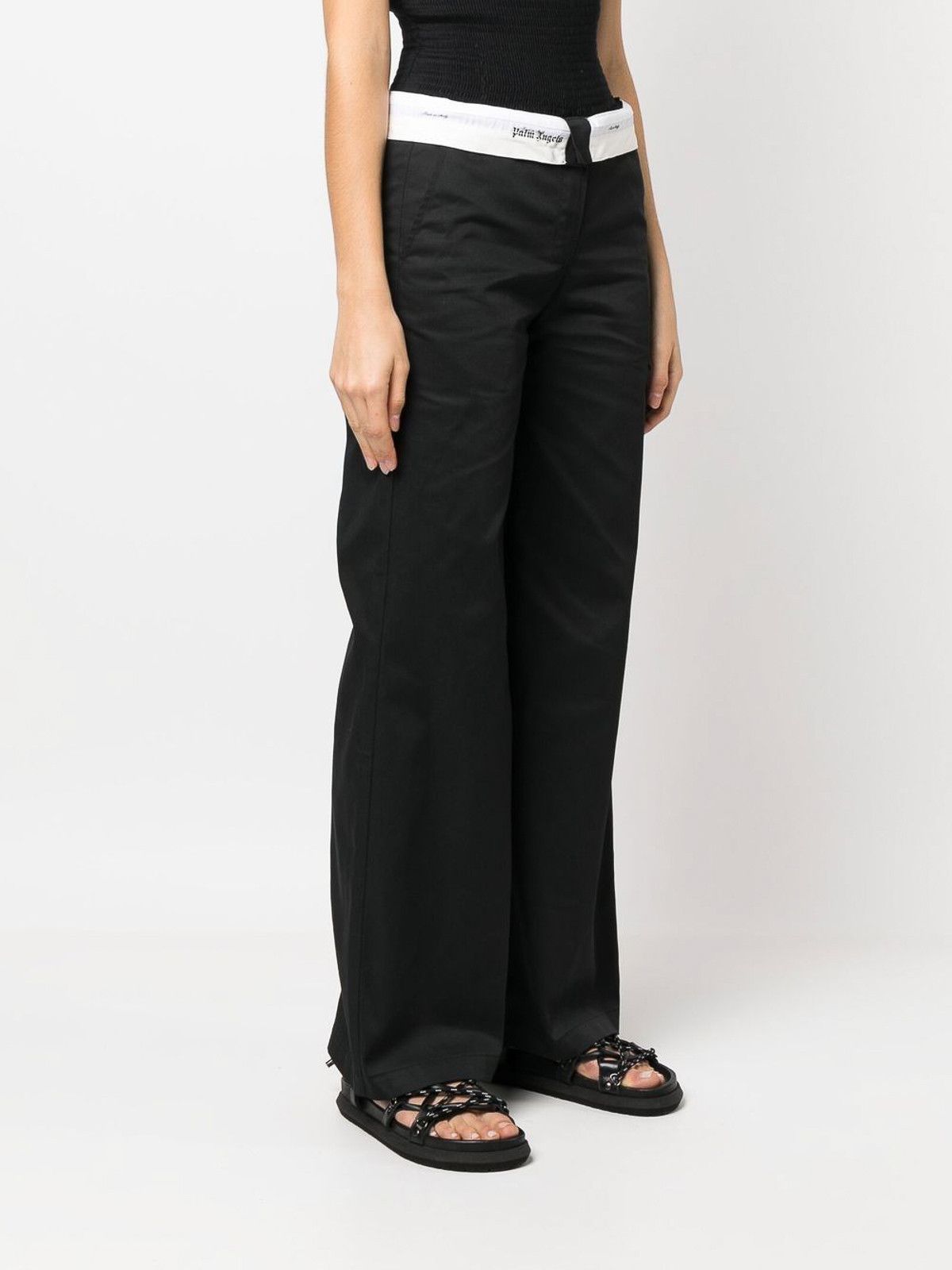 Palm Angels o1gr1nt0425 Reversed Waistband Chino Pant in Black White Size 27" / US 4 / IT 40 - 3 Thumbnail