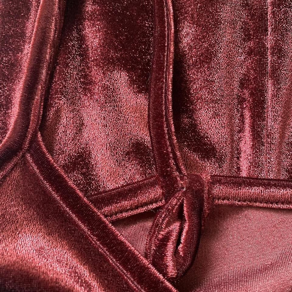 Vintage Dramatic evening maxi red velvet dress Size S / US 4 / IT 40 - 3 Thumbnail
