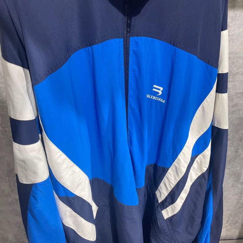 Balenciaga Balenciaga Embroidered Windbreaker Blue Jacket with Zipper Size US XS / EU 42 / 0 - 3 Thumbnail