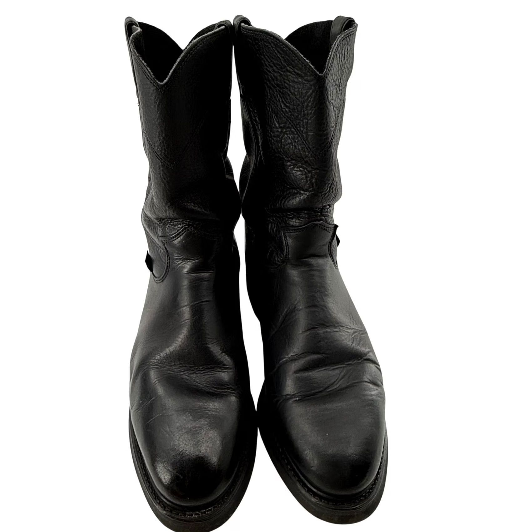 Vintage VINTAGE Justin Boots Western Roper Conductor Boots Black Leather 10.5 D USA Made EH Rated Mens Size US 11 / EU 44 - 6 Thumbnail