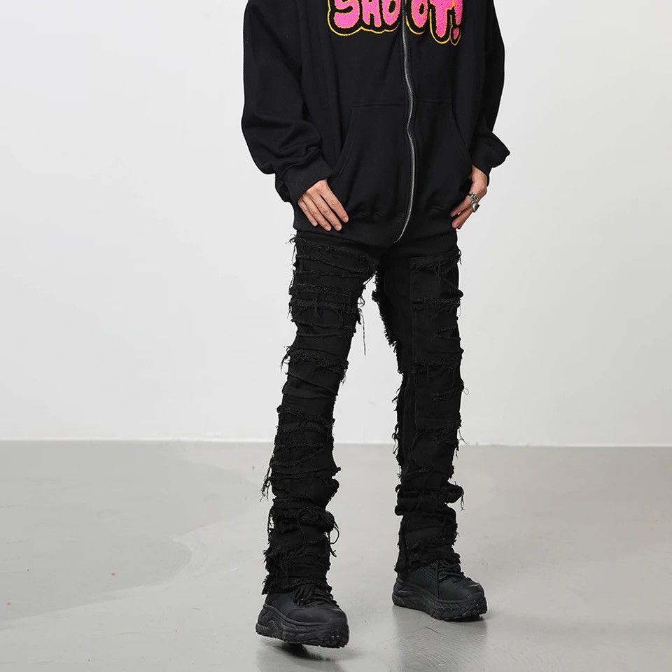 image of Distressed Denim Ripped Skinny Denim Pant in Black, Men's (Size 30)
