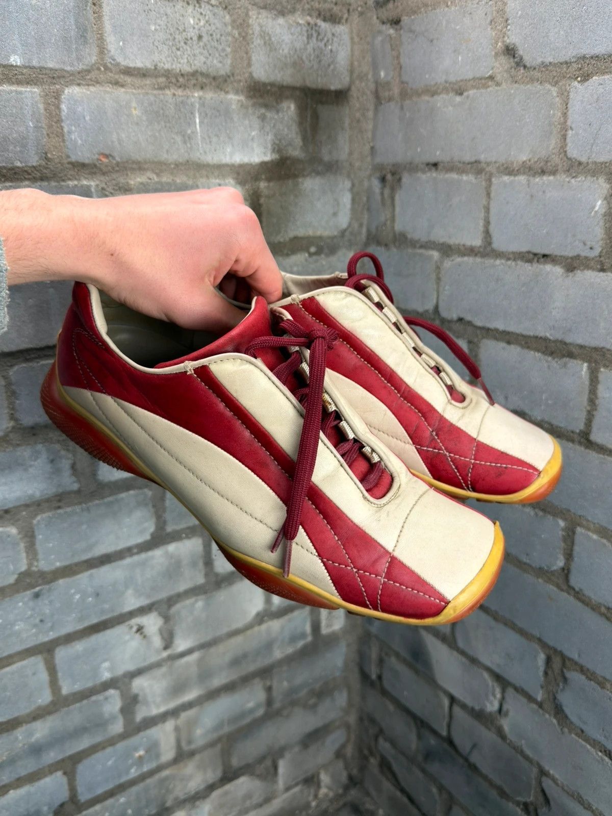 Prada Prada square toes archive 1999 red white leather trainers Size US 10 / EU 43 - 4 Thumbnail