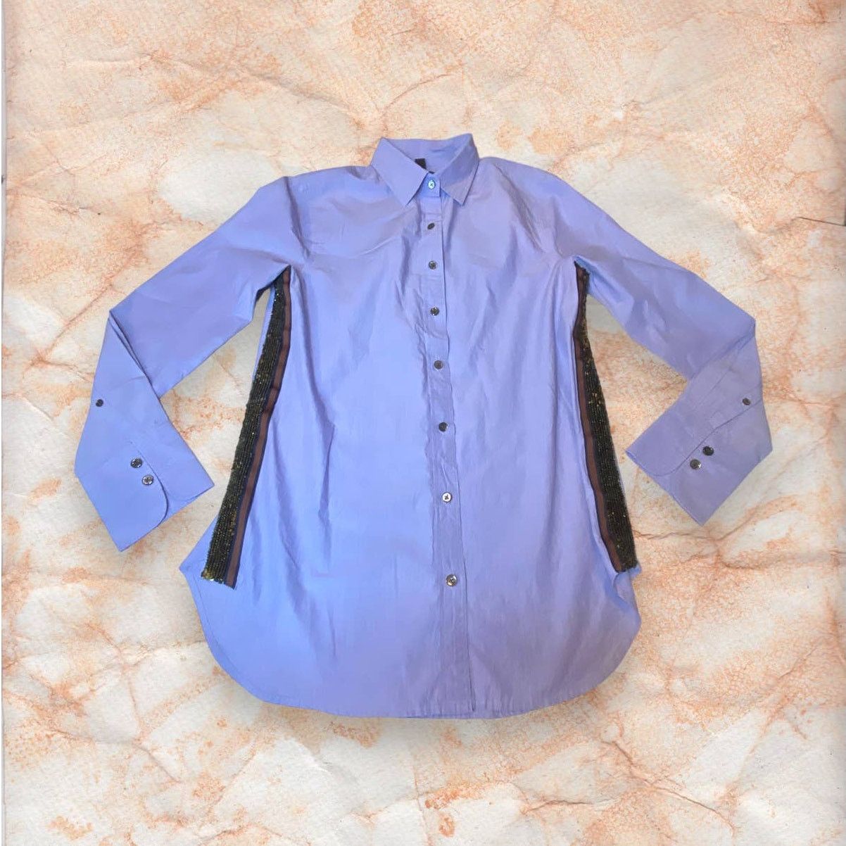 J.Crew J. Crew Periwinkle Blue/Purple Sequin Cotton Button Shirt 2 Size XS / US 0-2 / IT 36-38 - 1 Thumbnail