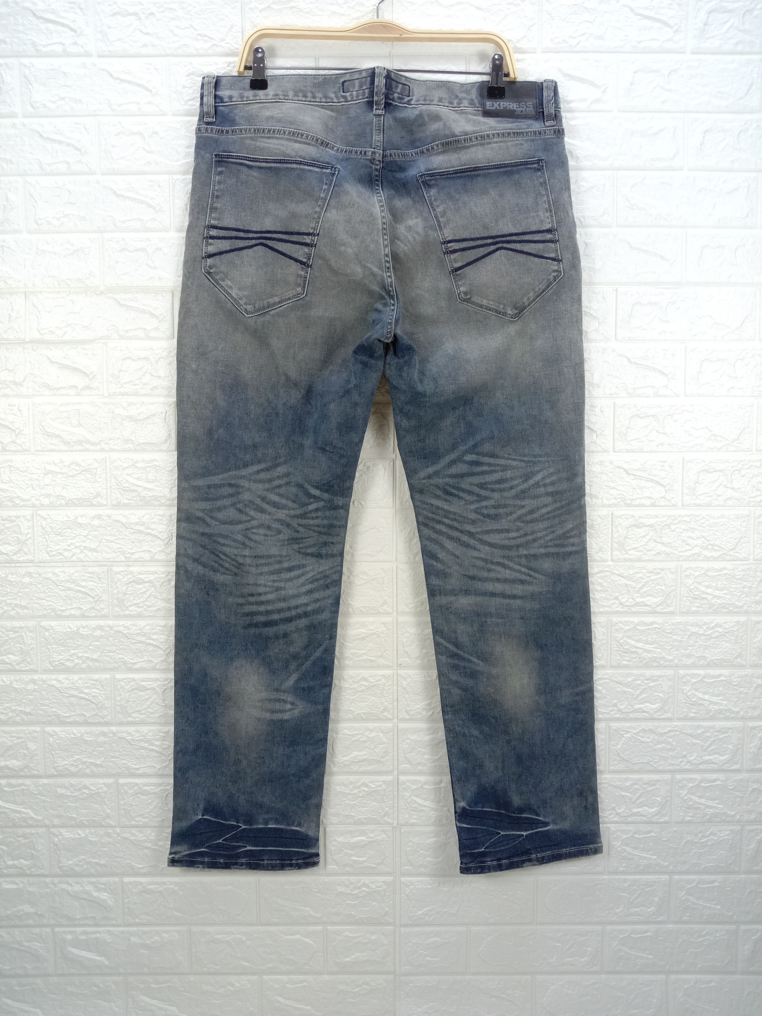 Express Vintage Express Mud Wash Jeans Loose Fit Straight Leg Denim Size US 36 / EU 52 - 5 Thumbnail