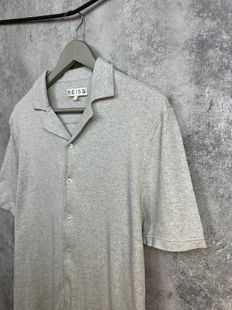 Reiss Reiss Antonio Cotton Resort Shirt Light Gray Short Sleeve Size US L / EU 52-54 / 3 - 5 Thumbnail