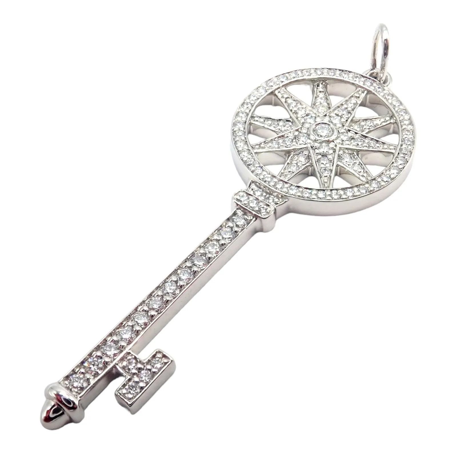 Tiffany & Co Platinum Diamond Key Star Pendant Necklace