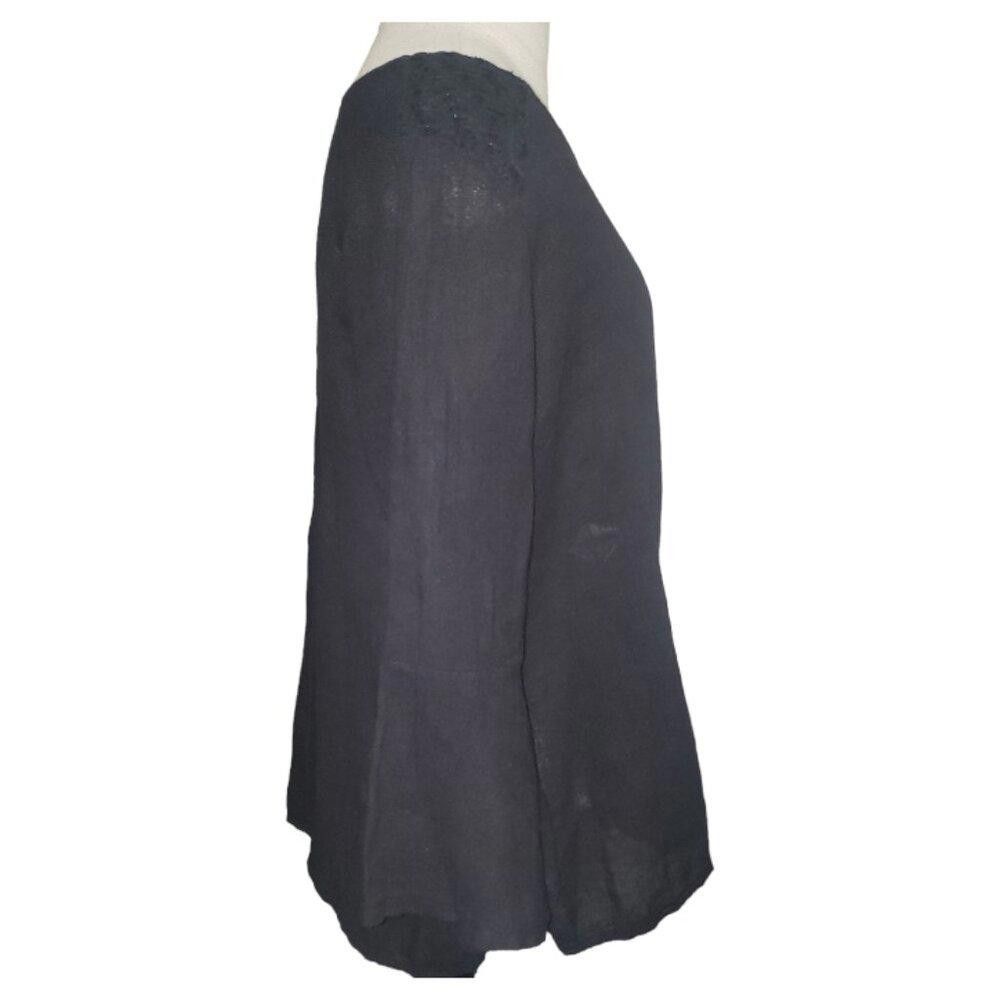 Designer CT1699 Gigi Moda Gianni Black Bell Sleeve Blouse S/M Size S / US 4 / IT 40 - 3 Thumbnail