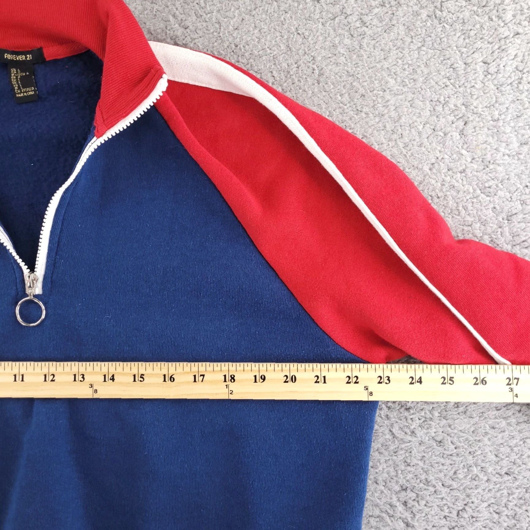 Forever 21 FOREVER 21 Sweater Womens Large Colorblock 1/4 Zip Red Blue Retro Pullover Adult Womens 90s Style Size L / US 10 / IT 46 - 5 Thumbnail