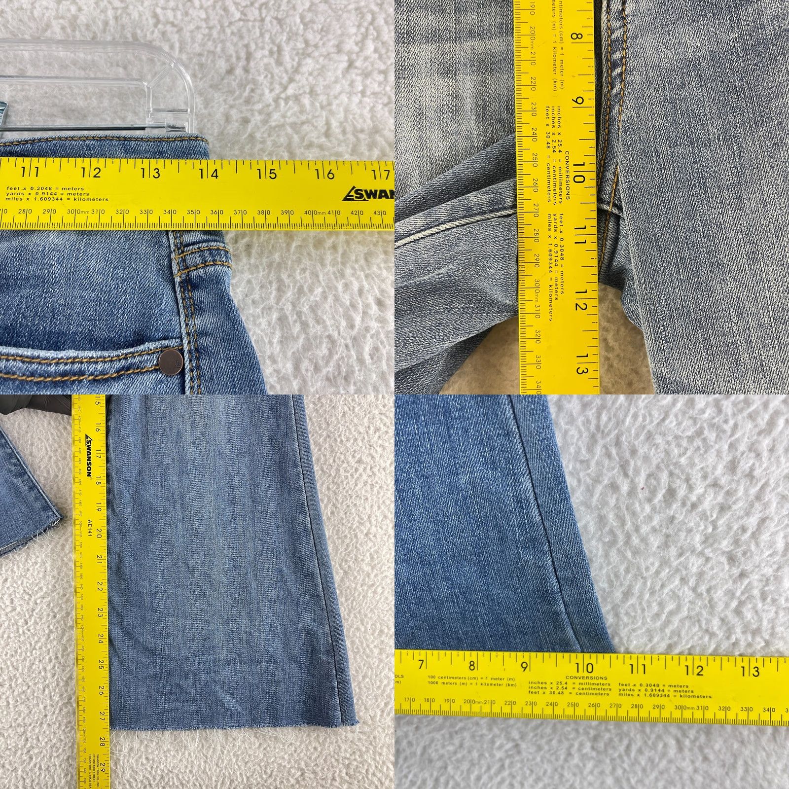 Denime Judy Blue Flare Jeans Womens Size 27 Blue Denim High-Rise Frayed Hem Casual Jeans Womens Regular Blue 27in Inseam 27.5in Light Wash Size 27" / US 4 / IT 40 - 8 Thumbnail