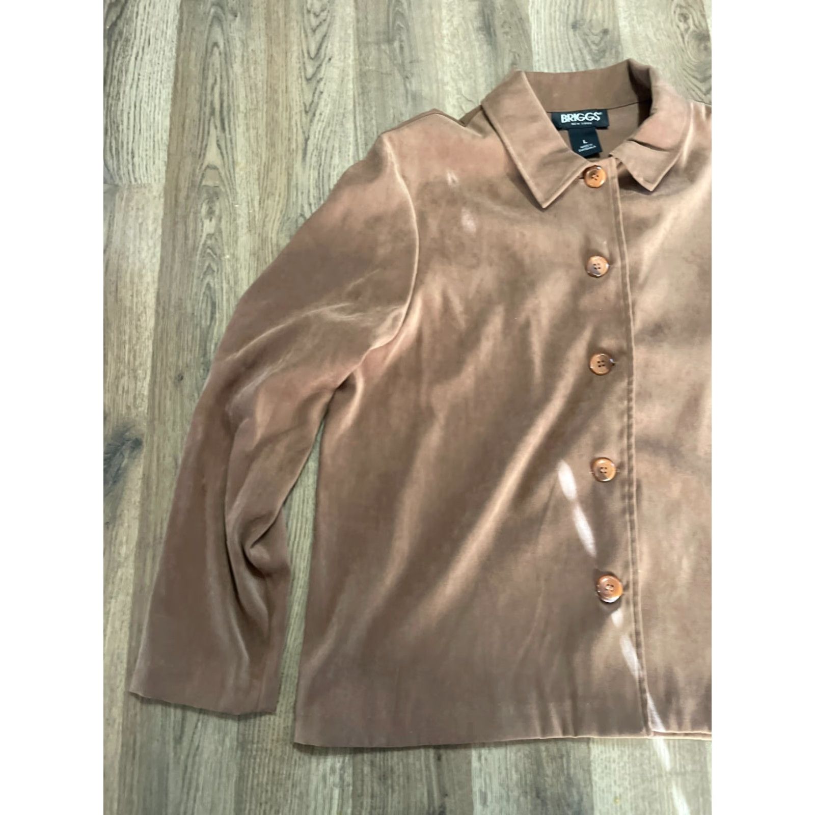 Vintage VINTAGE? (No) Briggs Jacket Women's Large Brown Button Up Blazer Long Sleeve Casual Fall Spring Summer Polyester Solid Regular Pink? Size L / US 10 / IT 46 - 3 Thumbnail