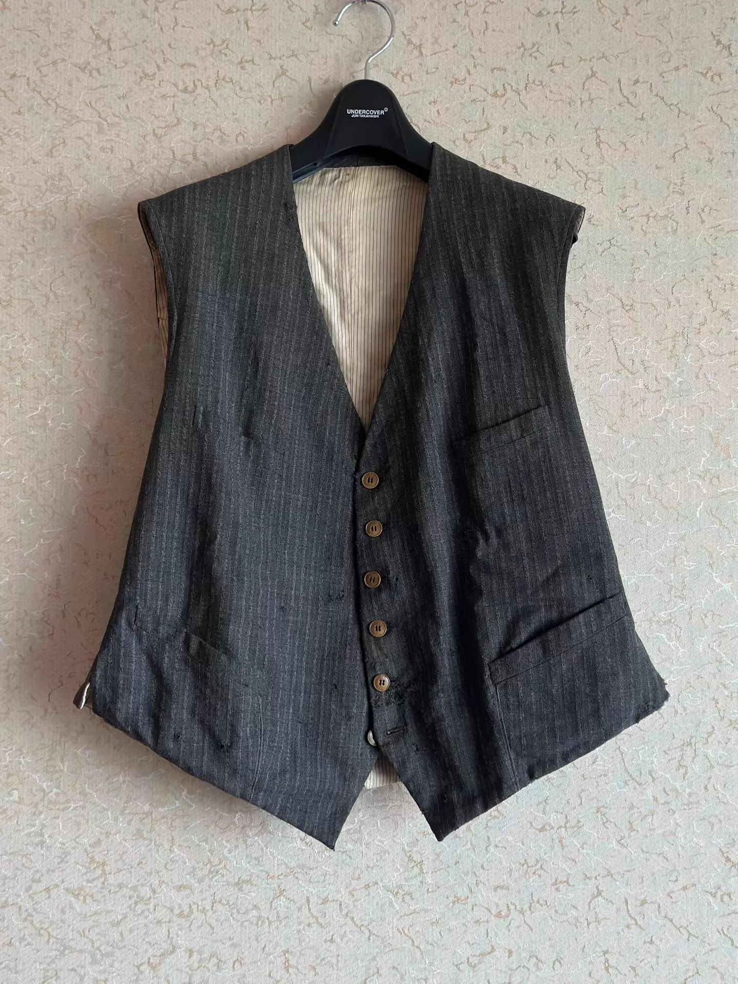 Vintage French Vintage 50s Wool Ragged Vest Size US S / EU 44-46 / 1 - 1 Thumbnail