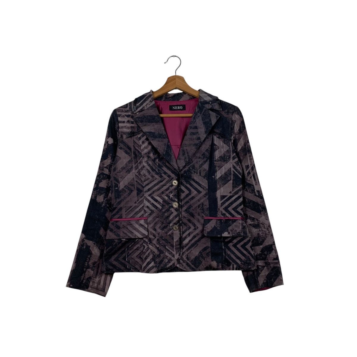 Japanese Brand NERO Made in Japan Fullprint Cropped Blazer Jacket #1621-C72 Size M / US 6-8 / IT 42-44 - 1 Thumbnail