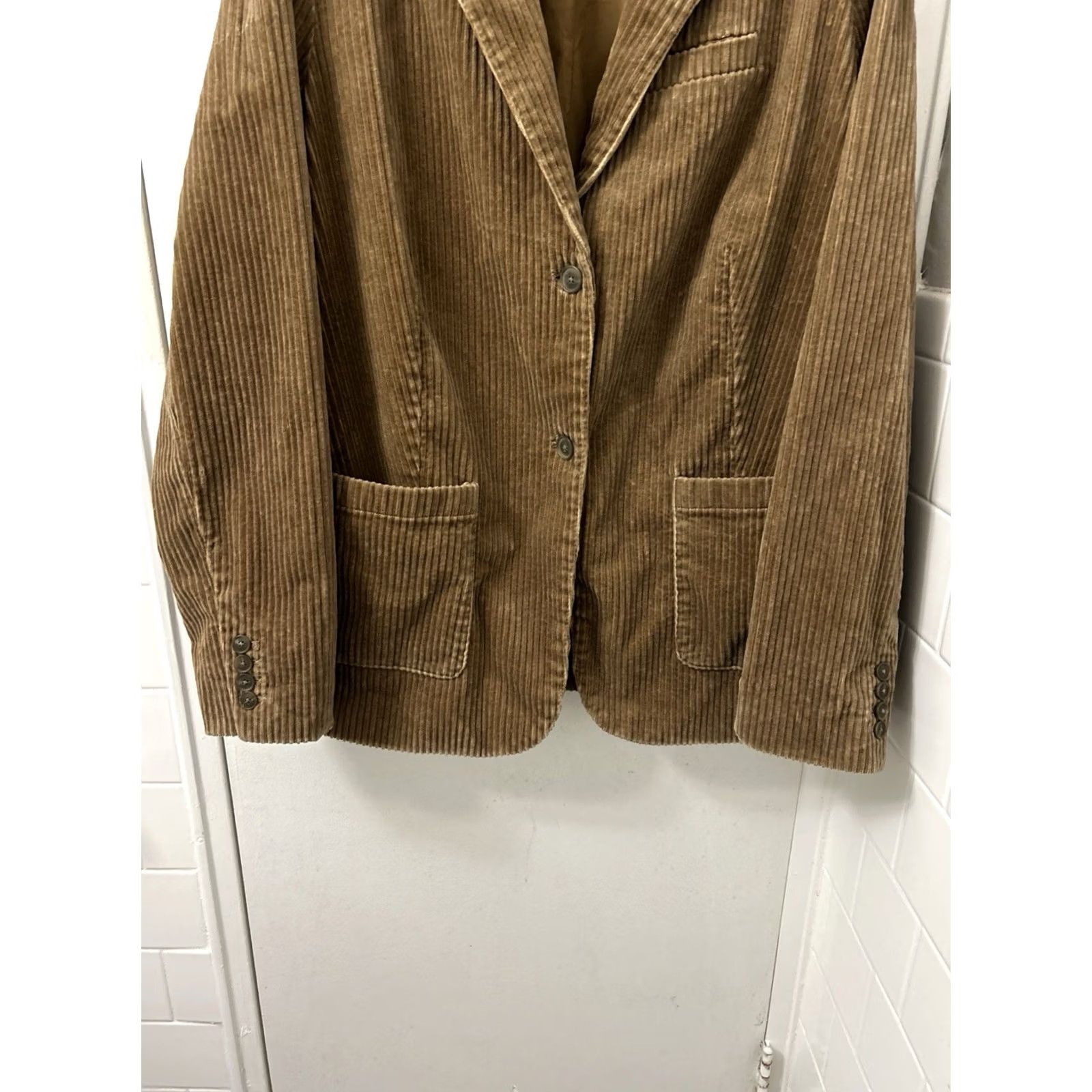 Lands' End Lands' End Corduroy Blazer Mens 44R Brown 2 Button Sport Coat Jacket Vintage No Size 44R - 3 Thumbnail