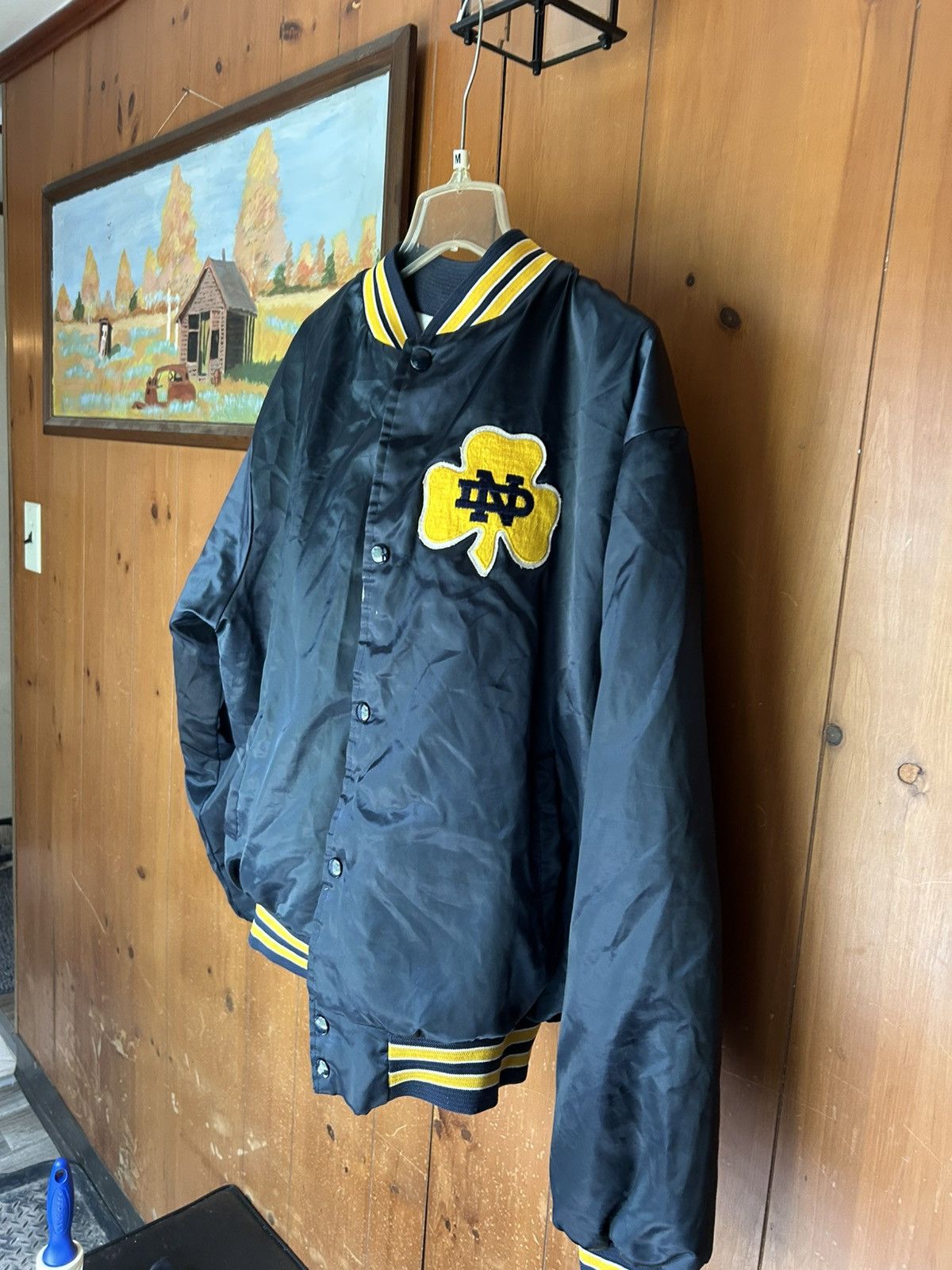 Other Vintage Notre Dame Locker Spell Out Satin Bomber Jacket - XL Size US XL / EU 56 / 4 - 6 Thumbnail