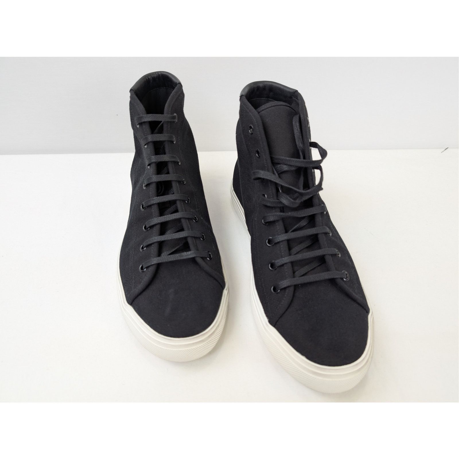 Saint Laurent Paris o1rshd1 Malibu Mid-Top Sneaker in black canvas and leather Size US 11 / EU 44 - 6 Thumbnail