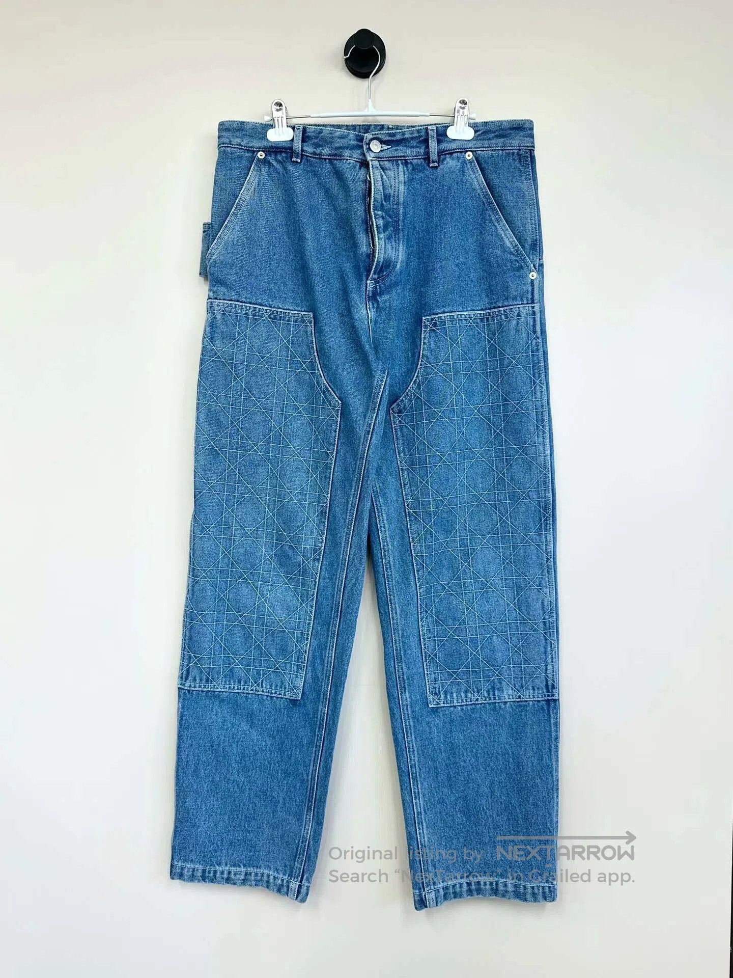 Dior Dior Blue Plaid Pattern Loose Fit Denim Pants| Size US 34 / EU 50 - 1 Thumbnail