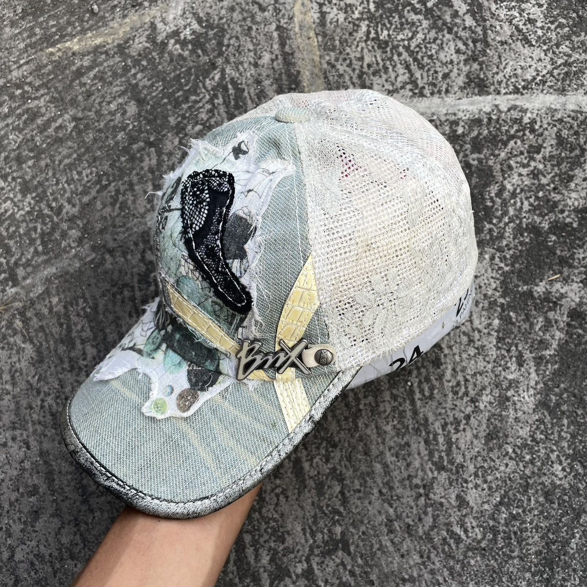 14th Addiction SICK,, patchwork and distressed trucker hat Size ONE SIZE - 3 Thumbnail