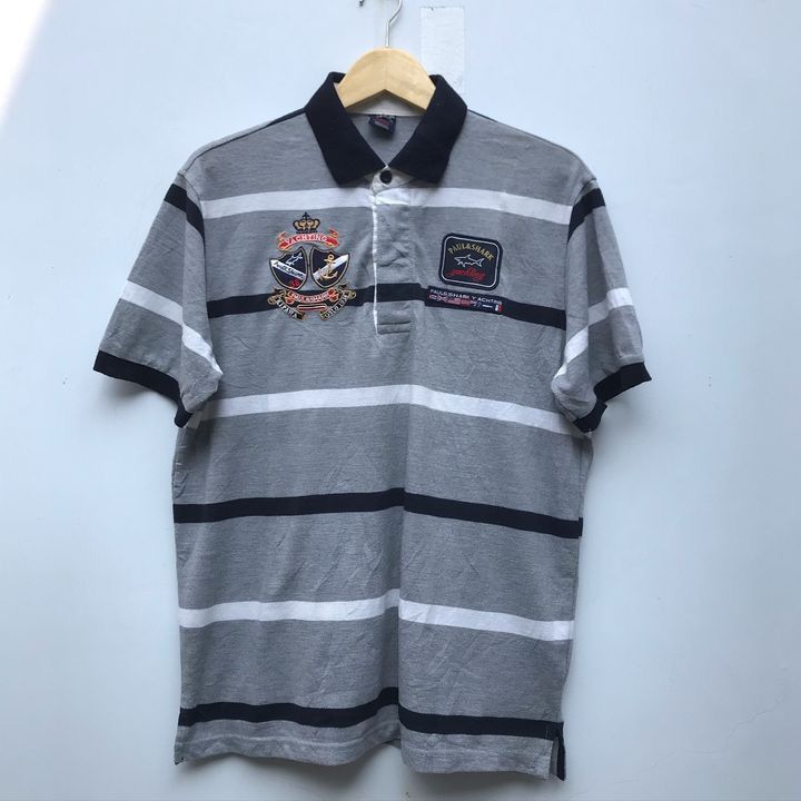 Paul & Shark × Vintage Paul and Shark Yachting Rugby Grey Polo Shirt black stripe Size US XXL / EU 58 / 5 - 1 Thumbnail