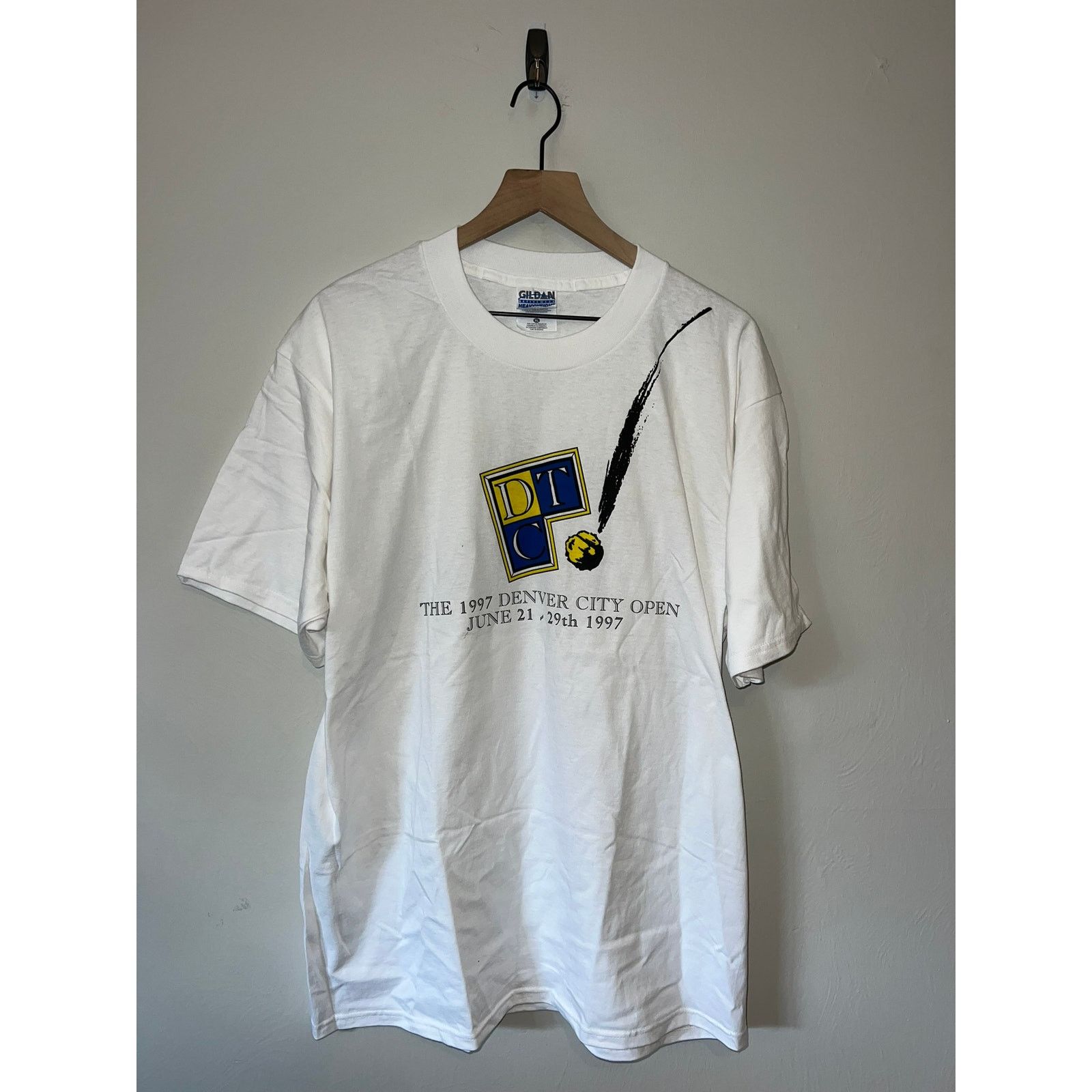 Gildan Vintage Tennis Shirt Denver City Open DTC Tee 1997 90s XL Size US XL / EU 56 / 4 - 1 Thumbnail