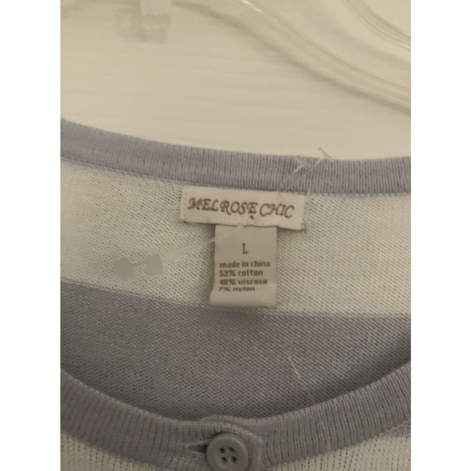 Vintage Melrose Chic New York Women Gray White Striped Button up Cardigan Size L NWT Size L / US 10 / IT 46 - 3 Thumbnail