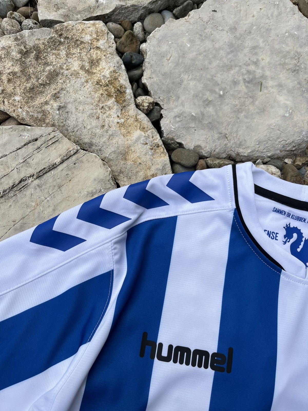 Hummel Hummel soccer jersey Odense 2018 Denmark striped tee Albani Size US L / EU 52-54 / 3 - 14 Thumbnail