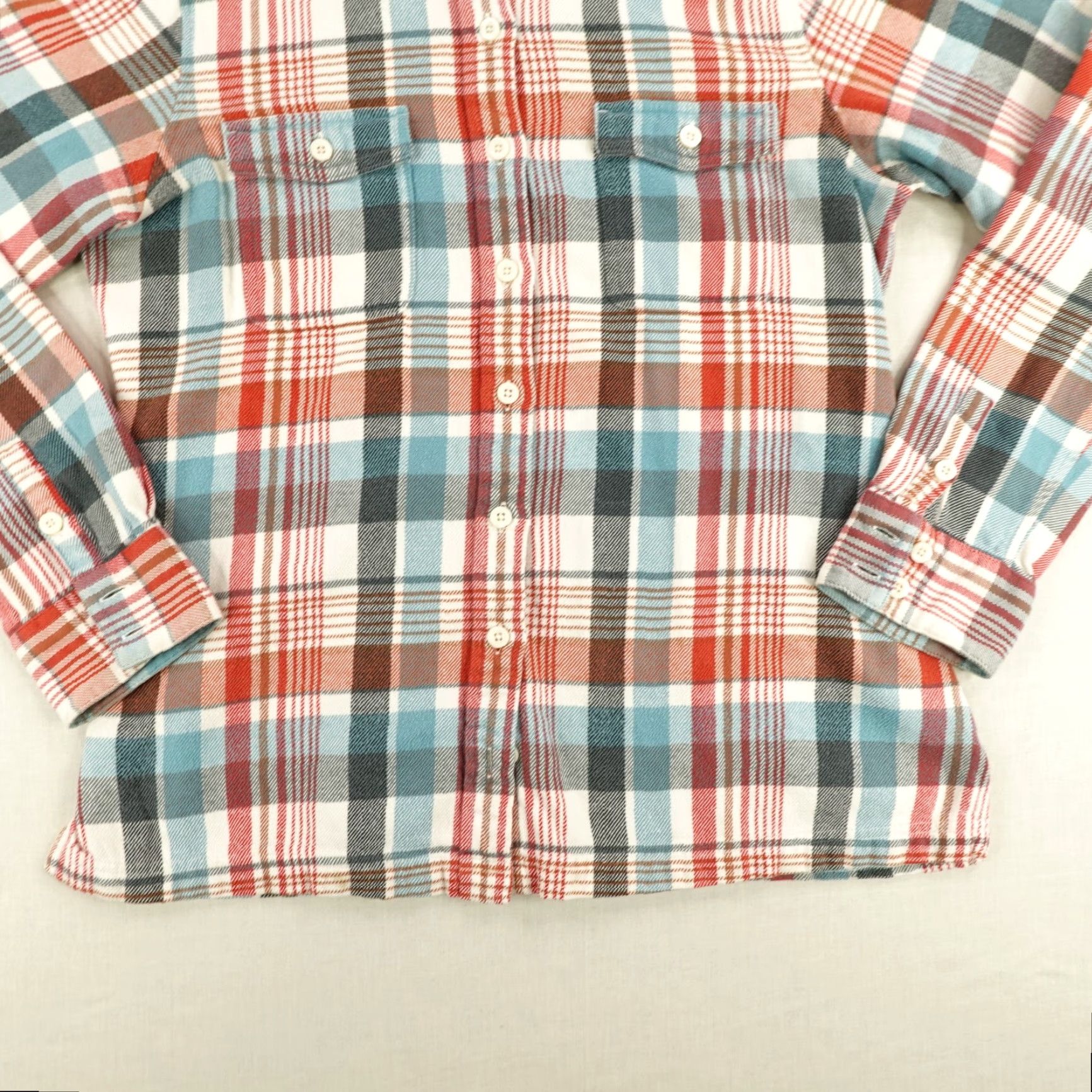 Patagonia Patagonia Shirt Women 10 Red Blue Plaid Long Sleeved Fjord Flannel Button Up Top Size L / US 10 / IT 46 - 4 Thumbnail