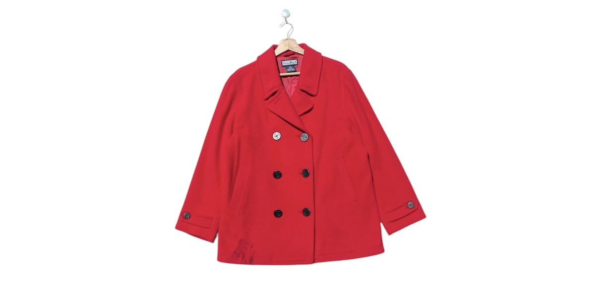 RARE🔥 Vintage Lands' End Direct Merchants Red Wool Peacoat