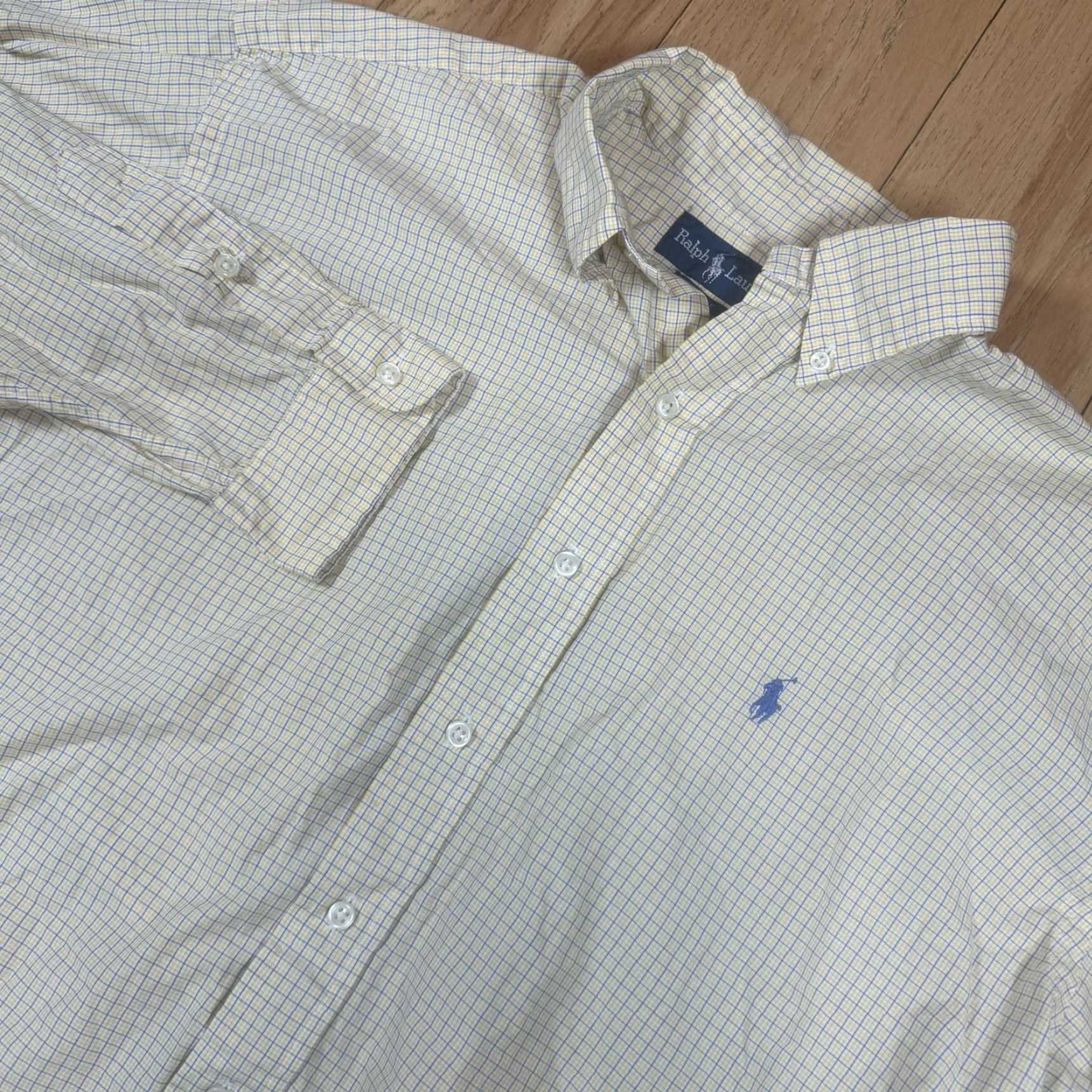 Polo Ralph Lauren Polo Ralph Lauren Button-Up Shirt Mens L Large Blake Cotton Gingham Check Yellow Blue Multicolor Long Sleeve Mens Size US L / EU 52-54 / 3 - 2 Thumbnail
