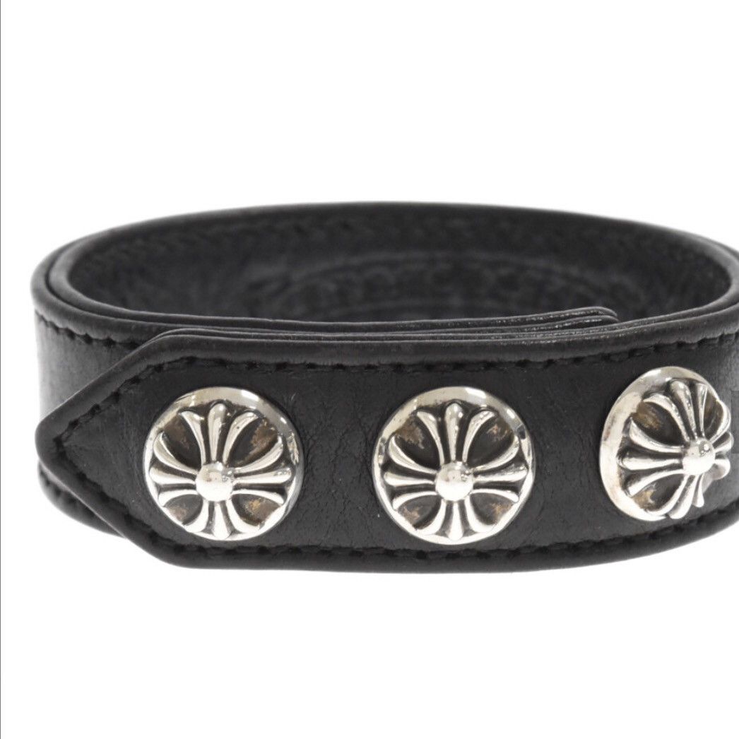 Pre-owned Chrome Hearts Leather Snap Bracelet In Orange