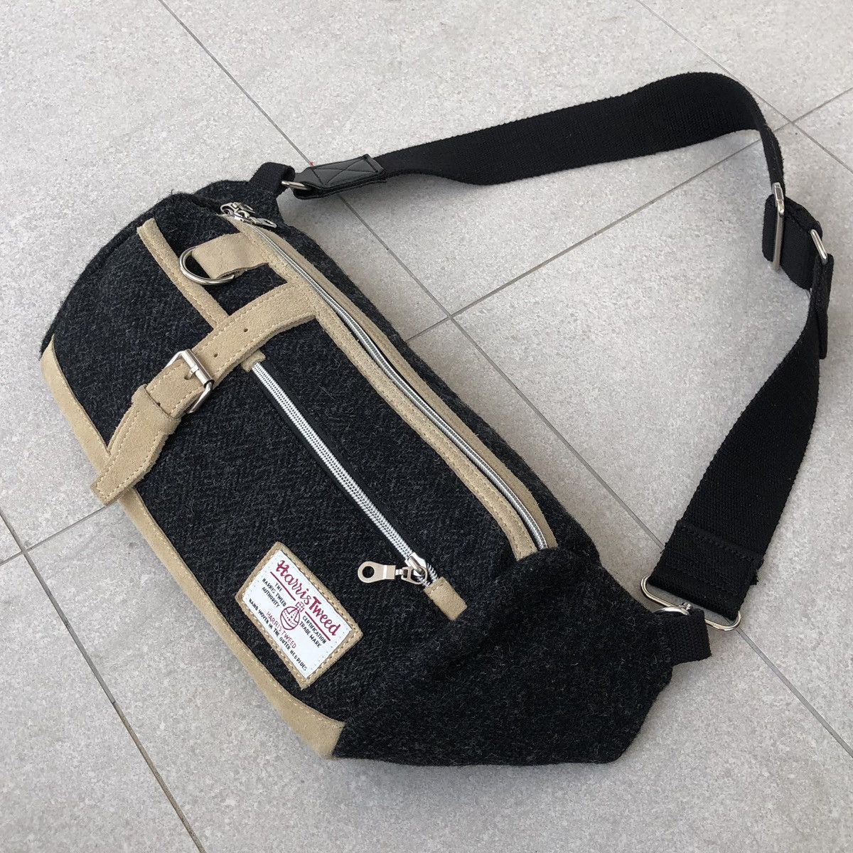 Boycott Boycott x Harris Tweed Mix Leather Wool Cross Body Bag Size ONE SIZE - 2 Thumbnail